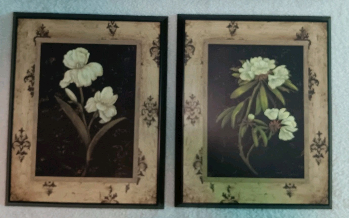 4 Piece Large Wall Art 17″L × 21″H Beautiful Framed Floral Art Work
