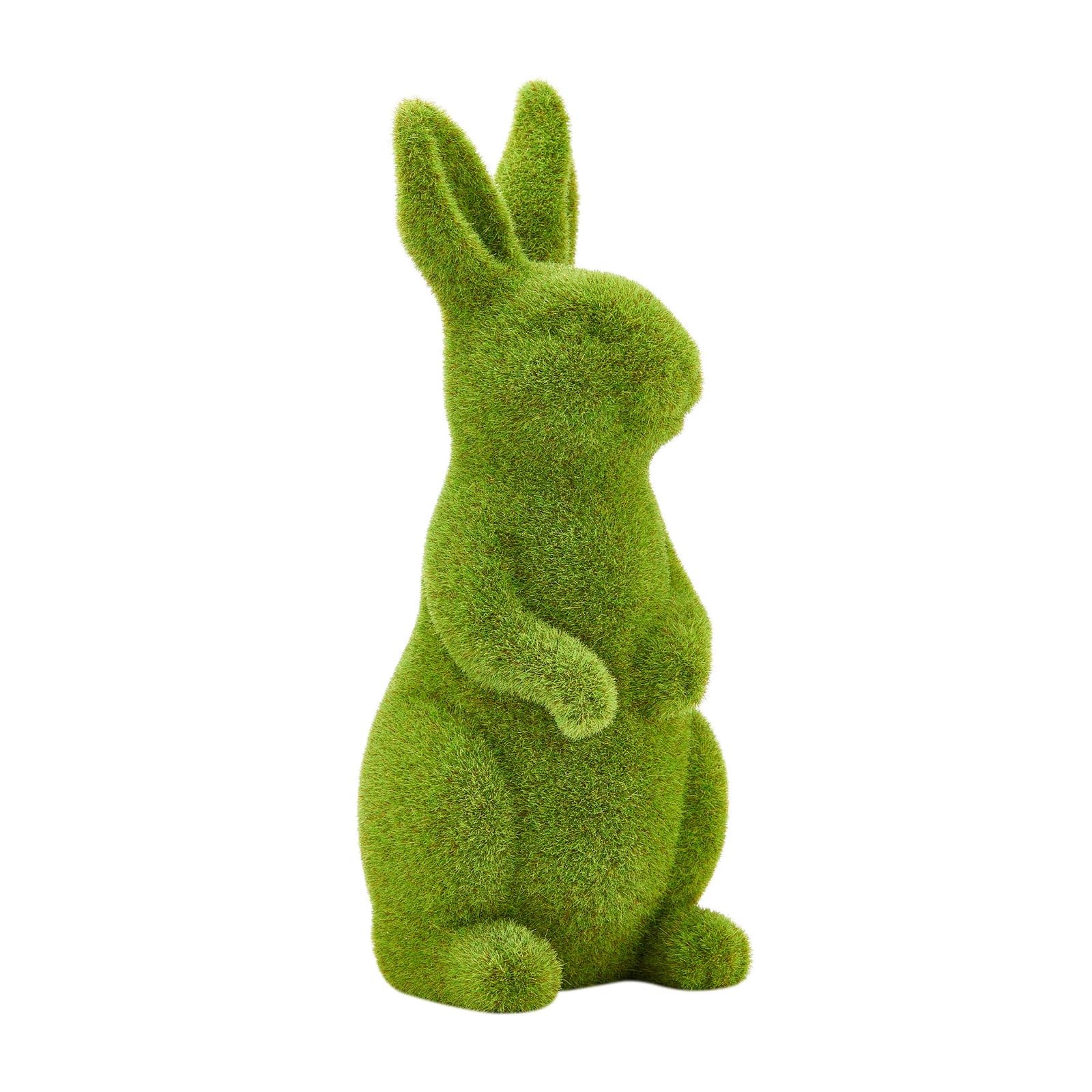 Easter Bunny Decorative Ornament Artificial Green Moss Rabbit 9.5 In Stand