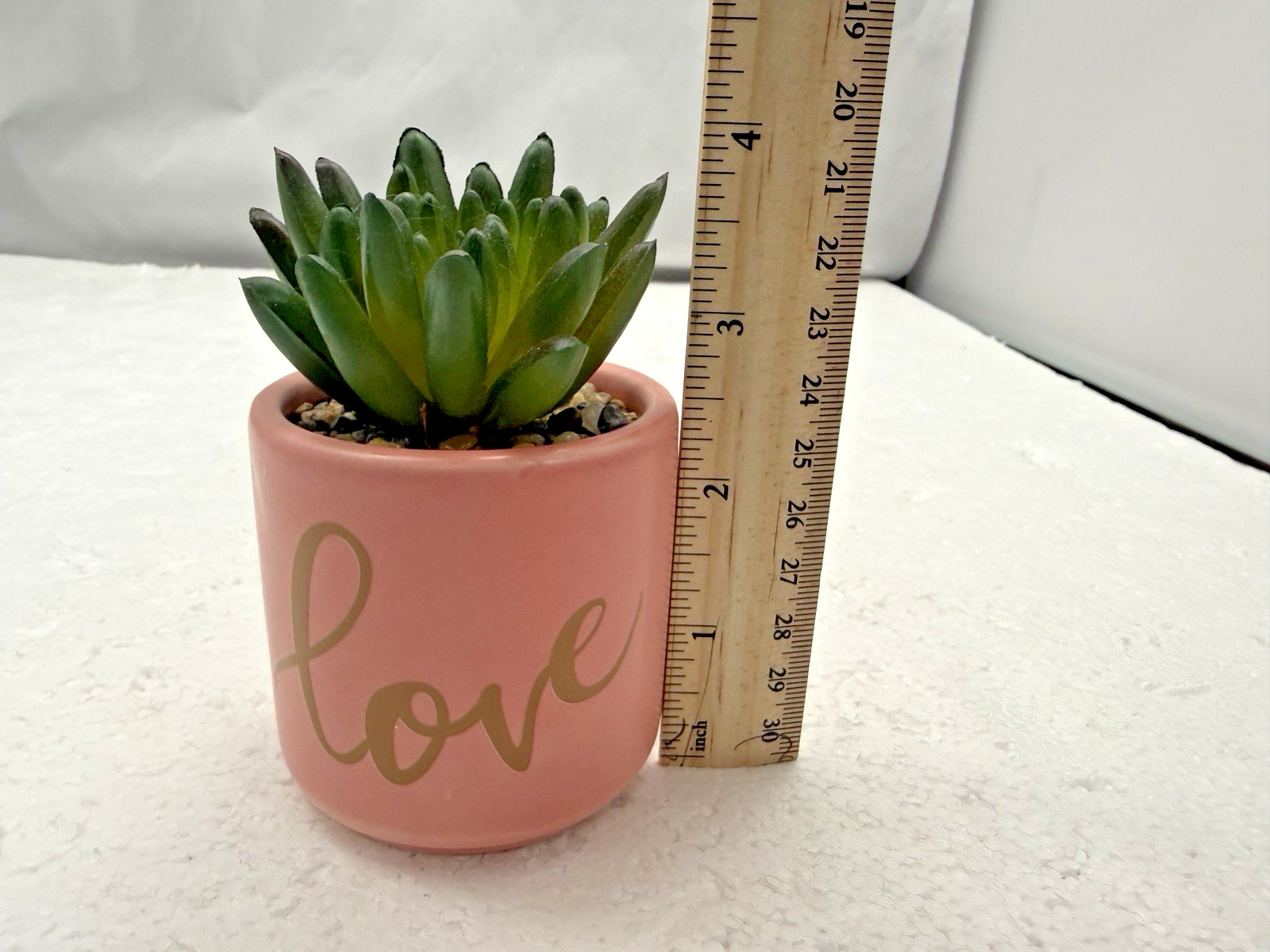 Potted Faux Succulent Pink “Love” 4″ FAST SHIP!