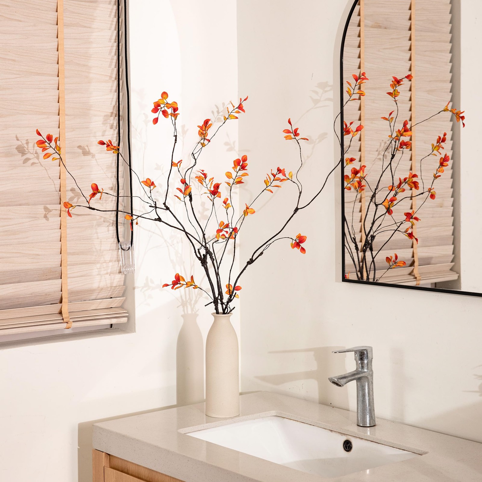 4 Pcs Fall Stems Artificial Ficus Branches – Faux Thanksgiving Stems for Vase…