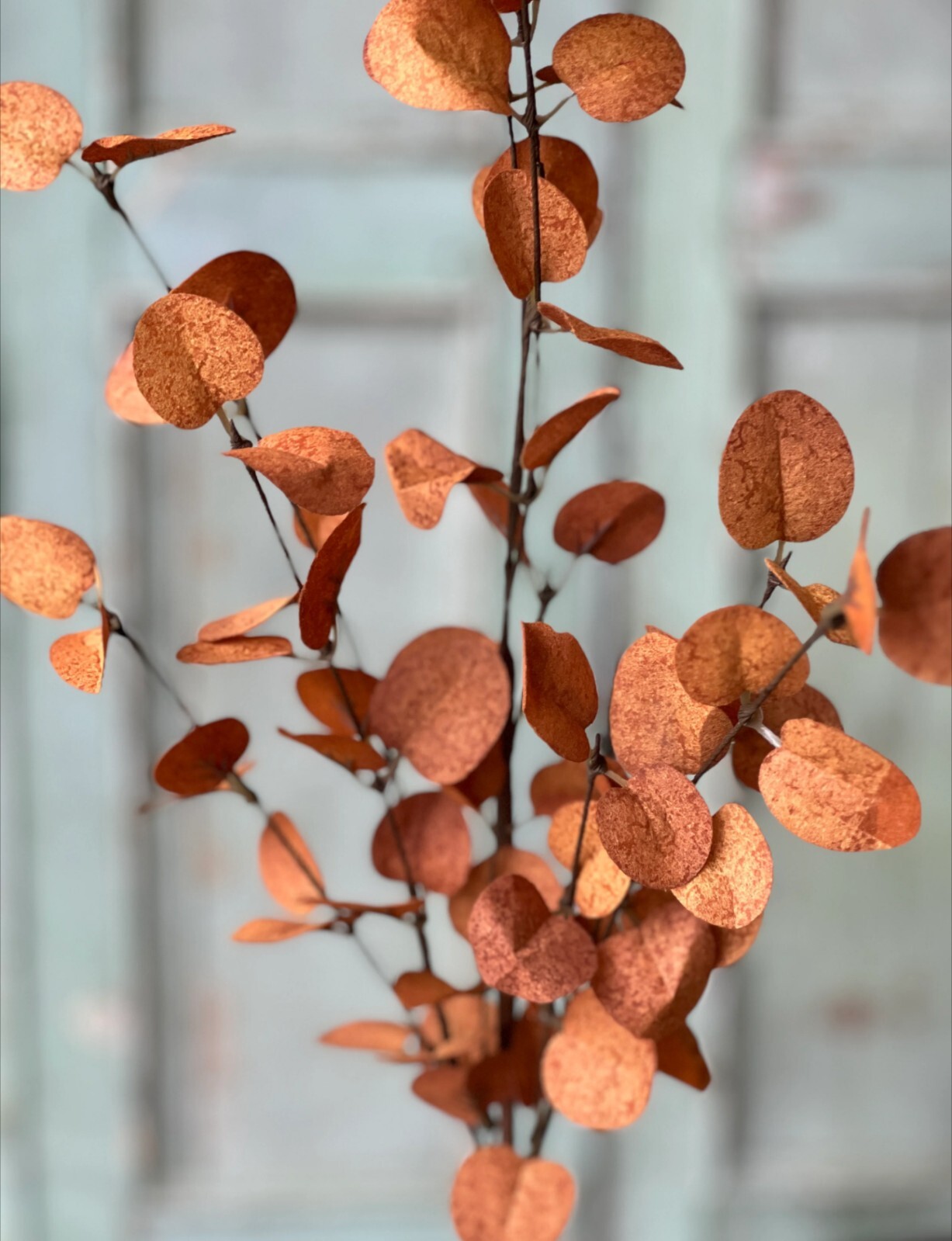 34″ Burnt Orange Penny Leaf Floral Pick Decor Accent