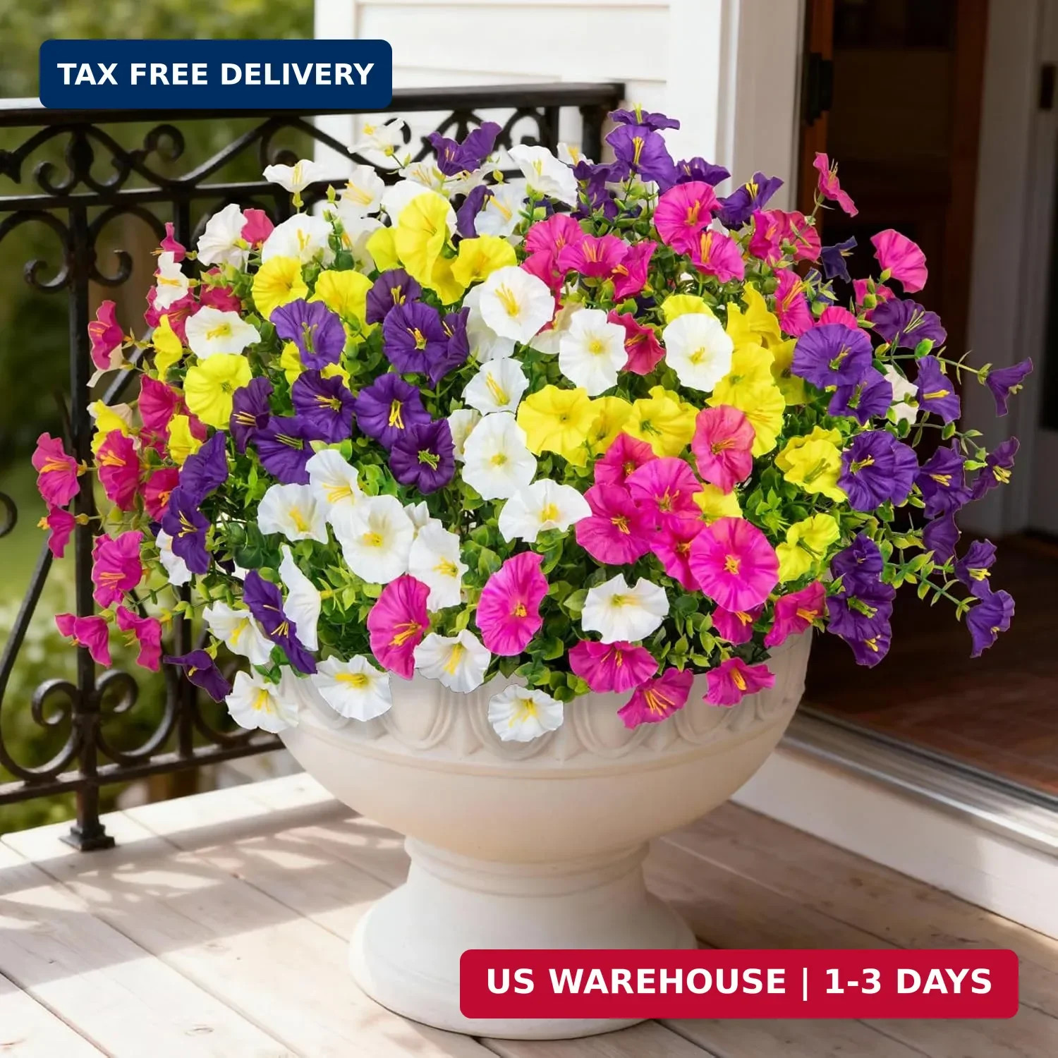 Bassion Artificial Flowers for Outdoors,20 Bundles Silk Fake FlowersUV Resistant