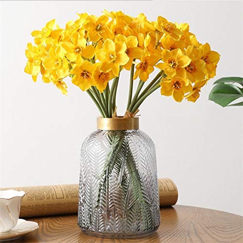 XIZHI 18 Pcs Artificial Flowers White Artificial Daffodils Flowers Real Touch…