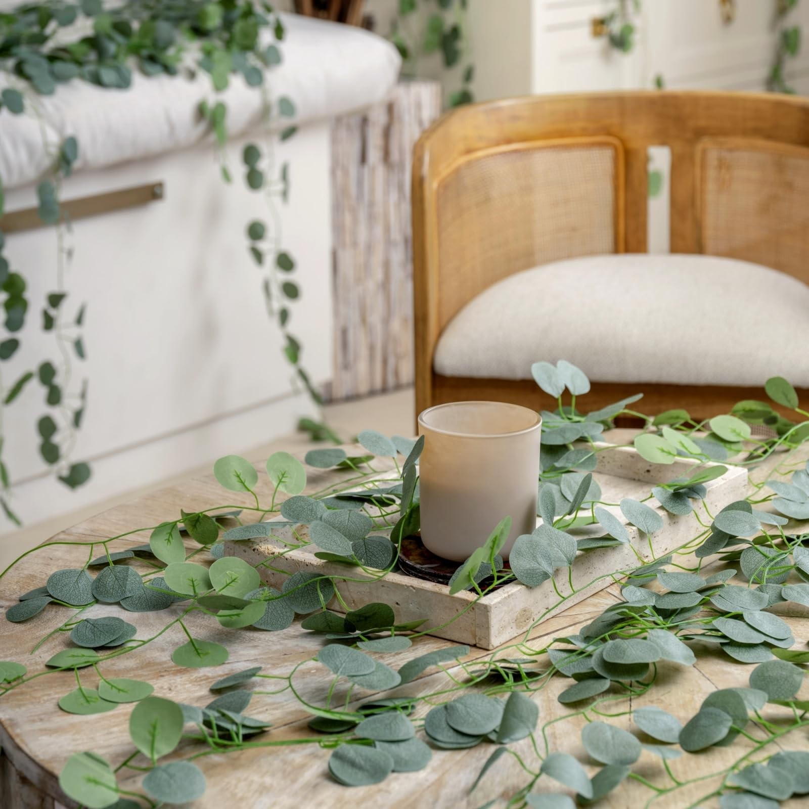 36Pcs Eucalyptus Garland,Artificial Eucalyptus Leaves Table Greenery Garland …