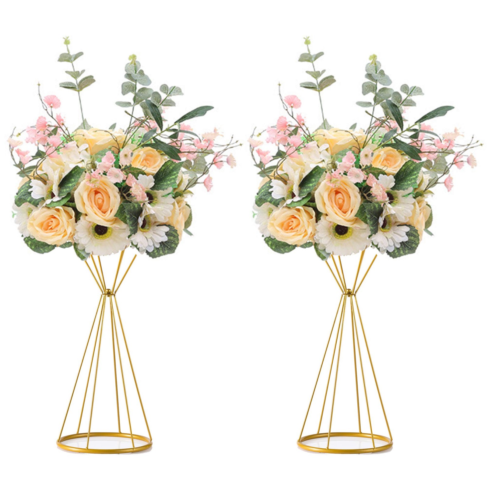20 Inch Gold Centerpieces Wedding Geometric Metal Flower Stands Tabletop Decor
