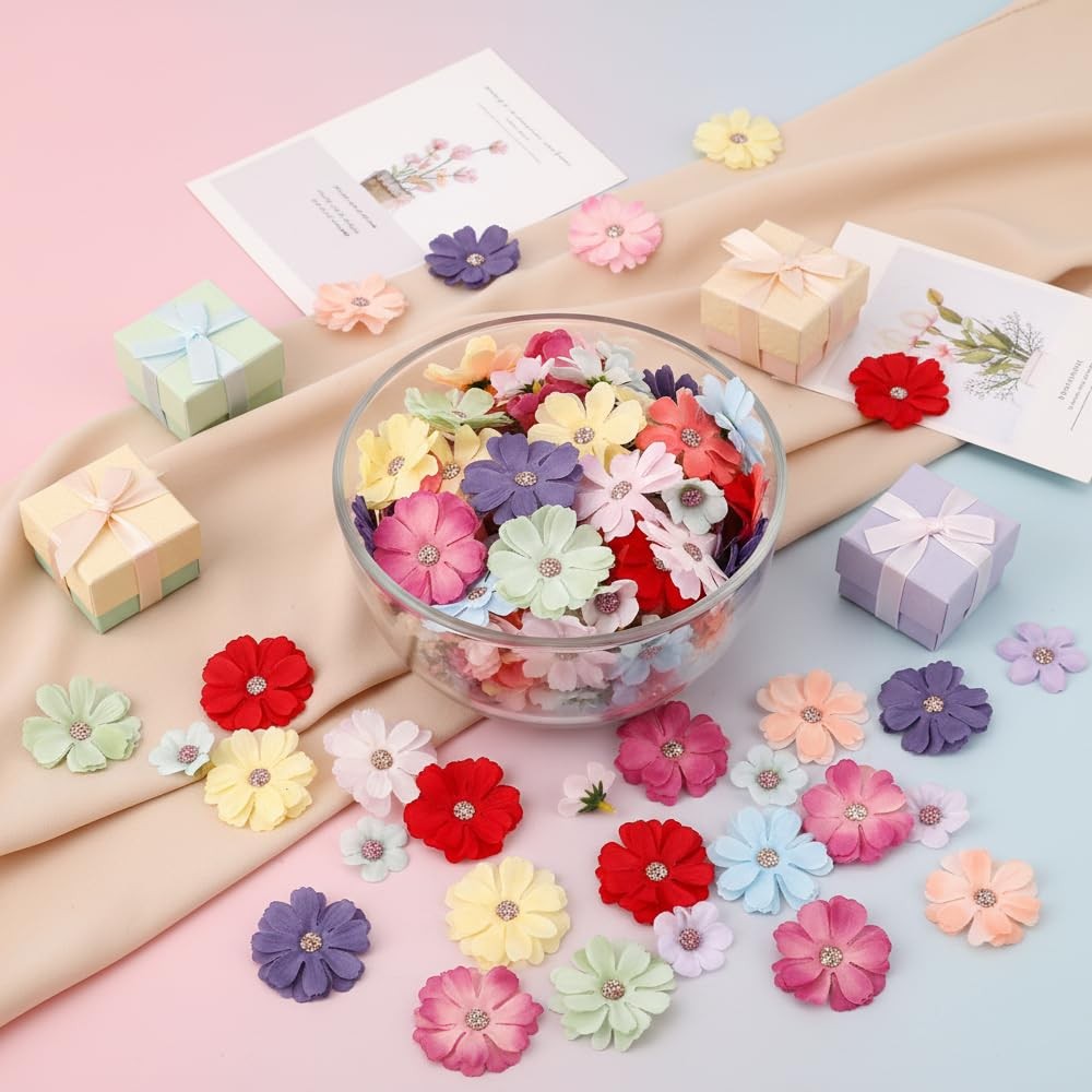 Faux Flower Heads 150 Pcs Mini Faux Flower for Crafts Artificial Flower Heads…