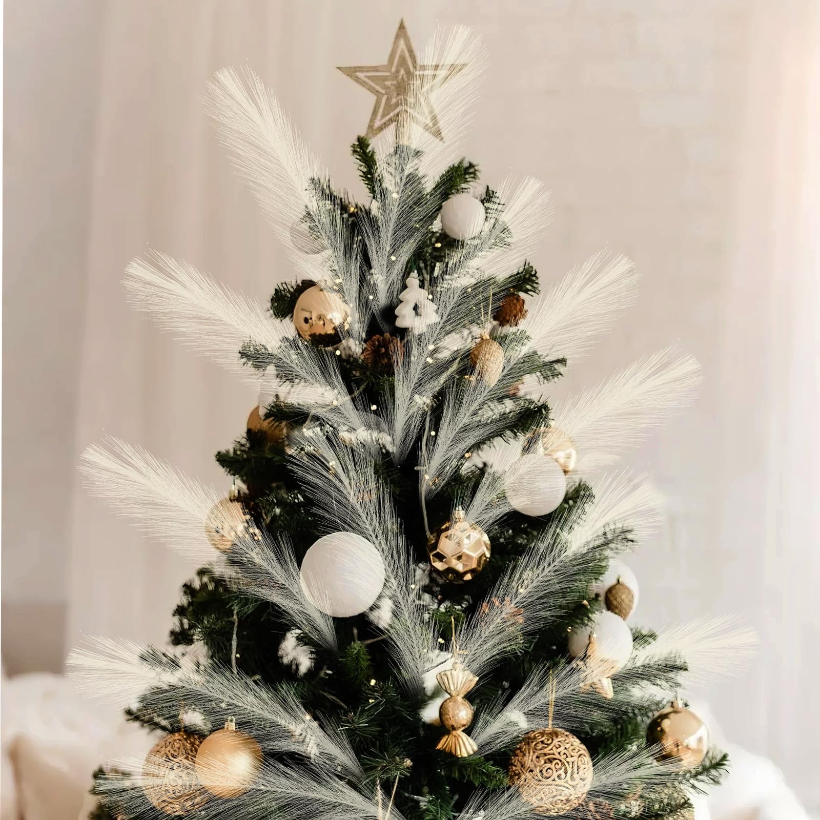 50 Pcs Christmas Pampas Grass Tree Decor 16.5 Inch Boho Faux Pampas Grass Tre…