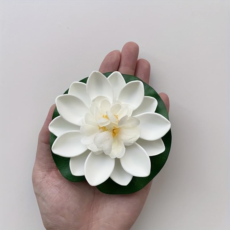 9pcs Artificial Floating Foam Lotus Flowers with Artificial Lotus Leaves, Lil…