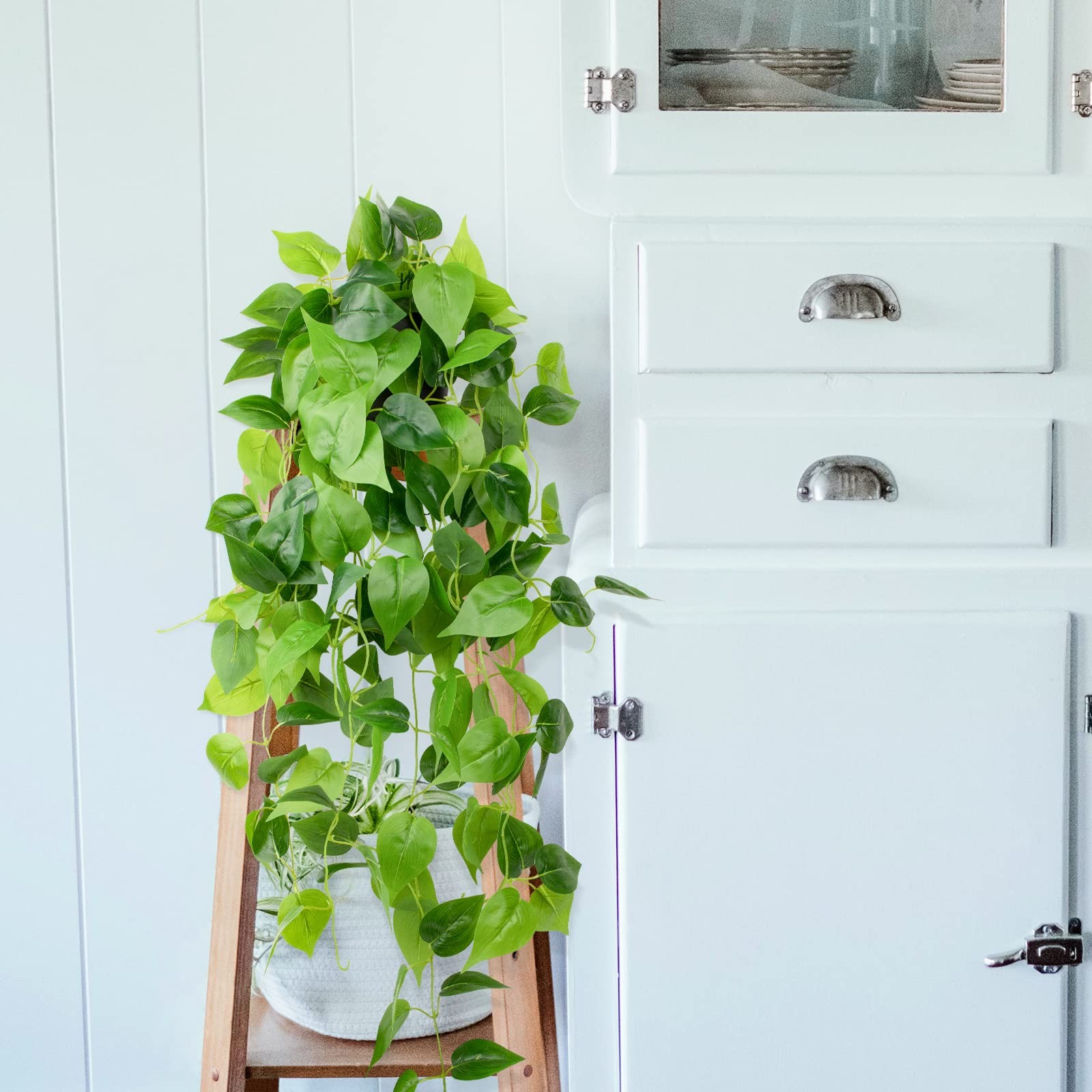 35.4in Artificial Plants in Black Pot Realistic Fake Hanging Potted Greenery …