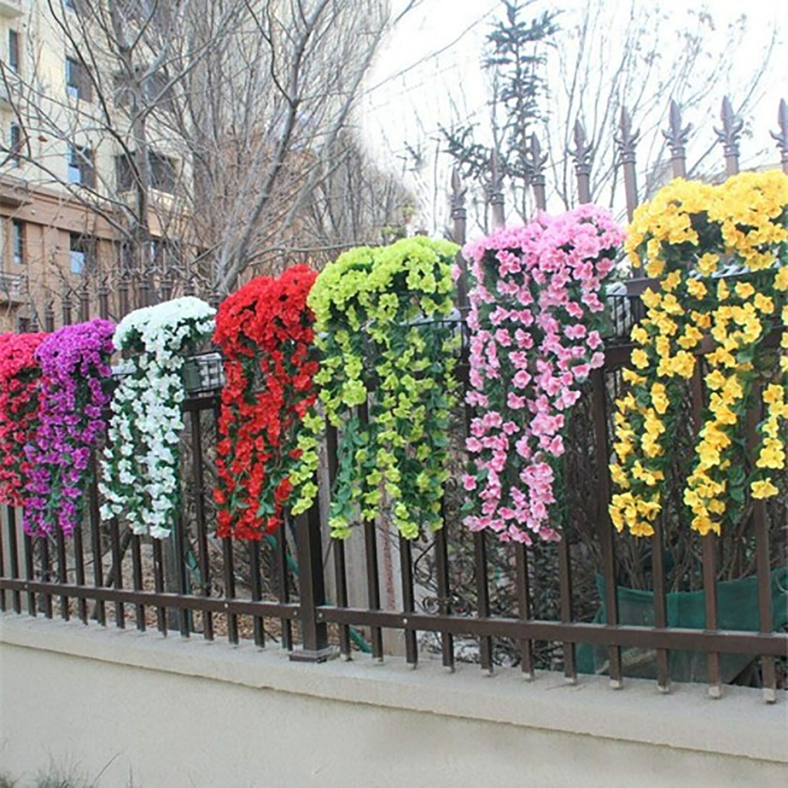Vivids Artificial Hanging Orchid Bunch Hanging Flowers Artificial Violet Flower