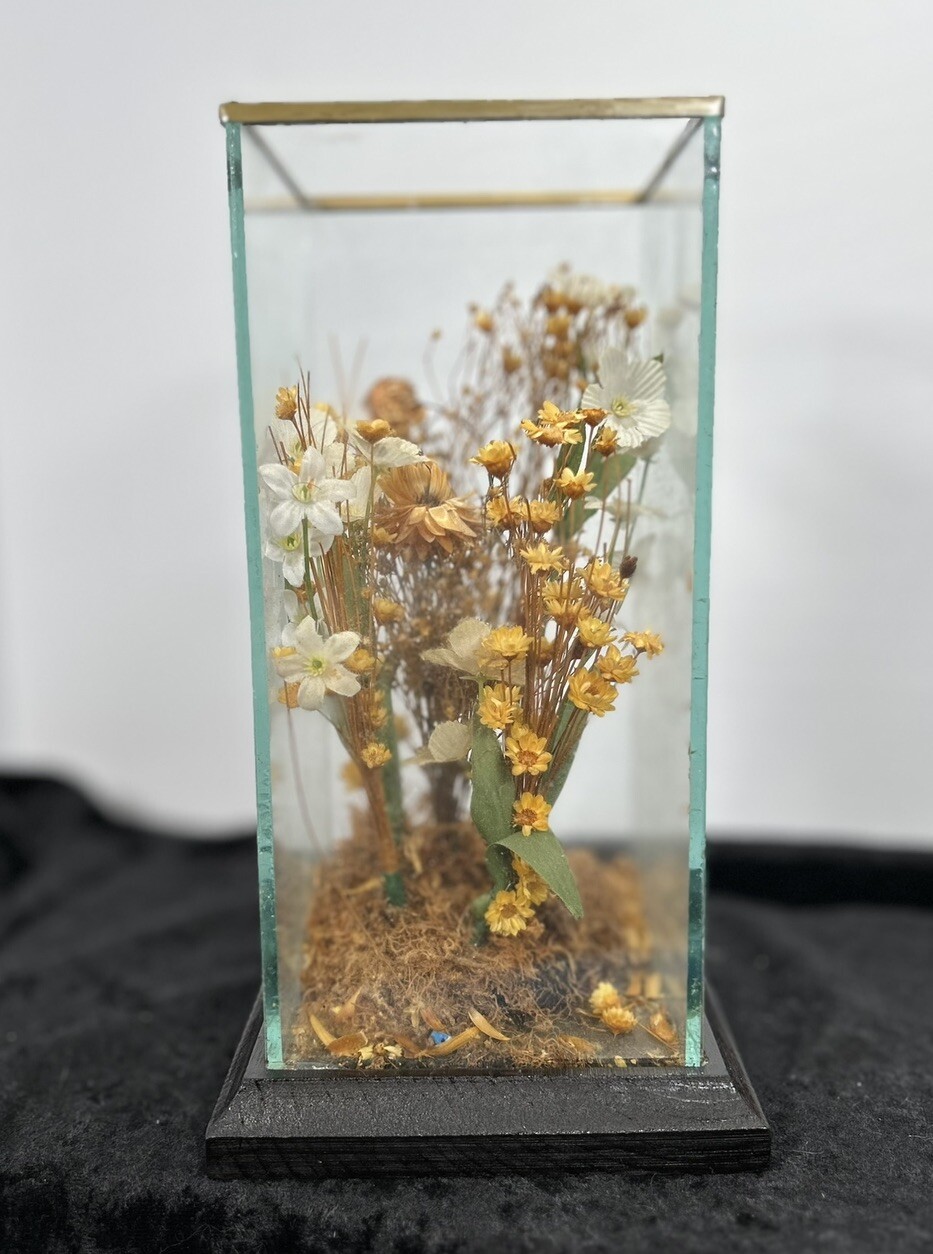 Vintage 70s Terrarium Faux Flowers – Leonard Creations Like Glass Wood