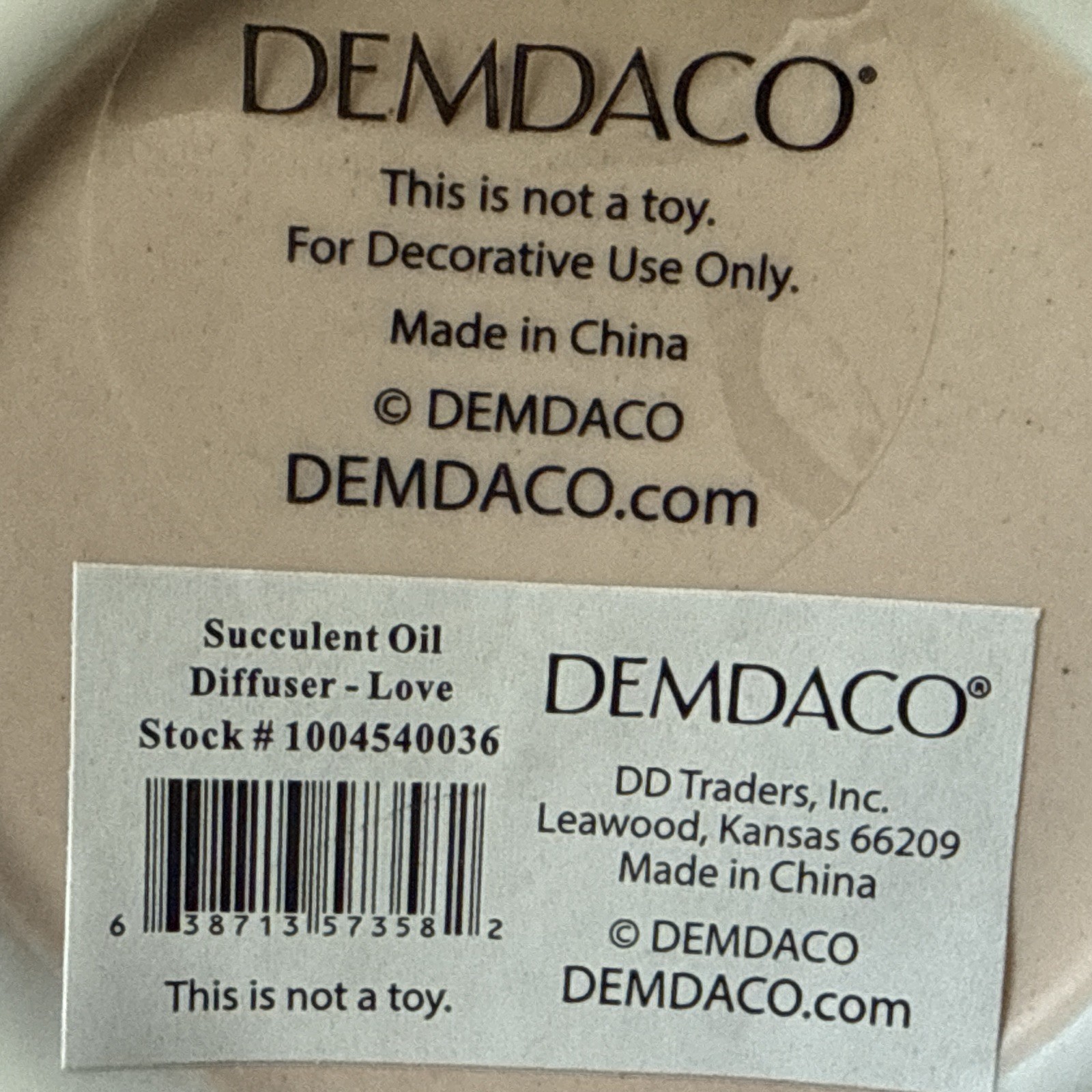 Beige Ceramic Succulent Indoor Decor Stoneware Oil Diffuser Let Love In Demdaco