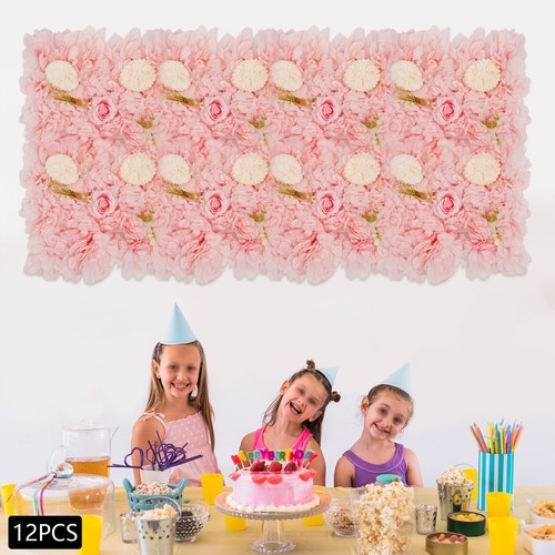 3D Flower Wall Panel-12pcs Artificial Flower Wall Background Silk Rose Mat