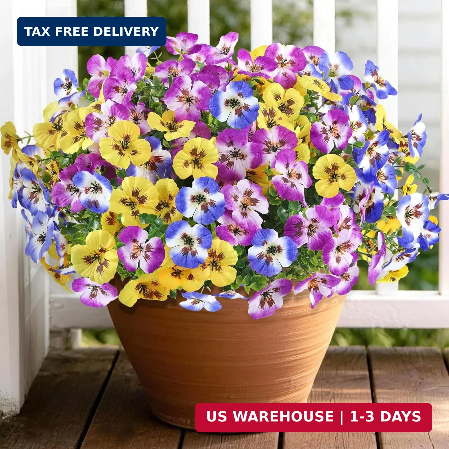 Artificial Pansies Flowers for Outdoor Faux Flower Spring Summer Decor, 12 Bundl