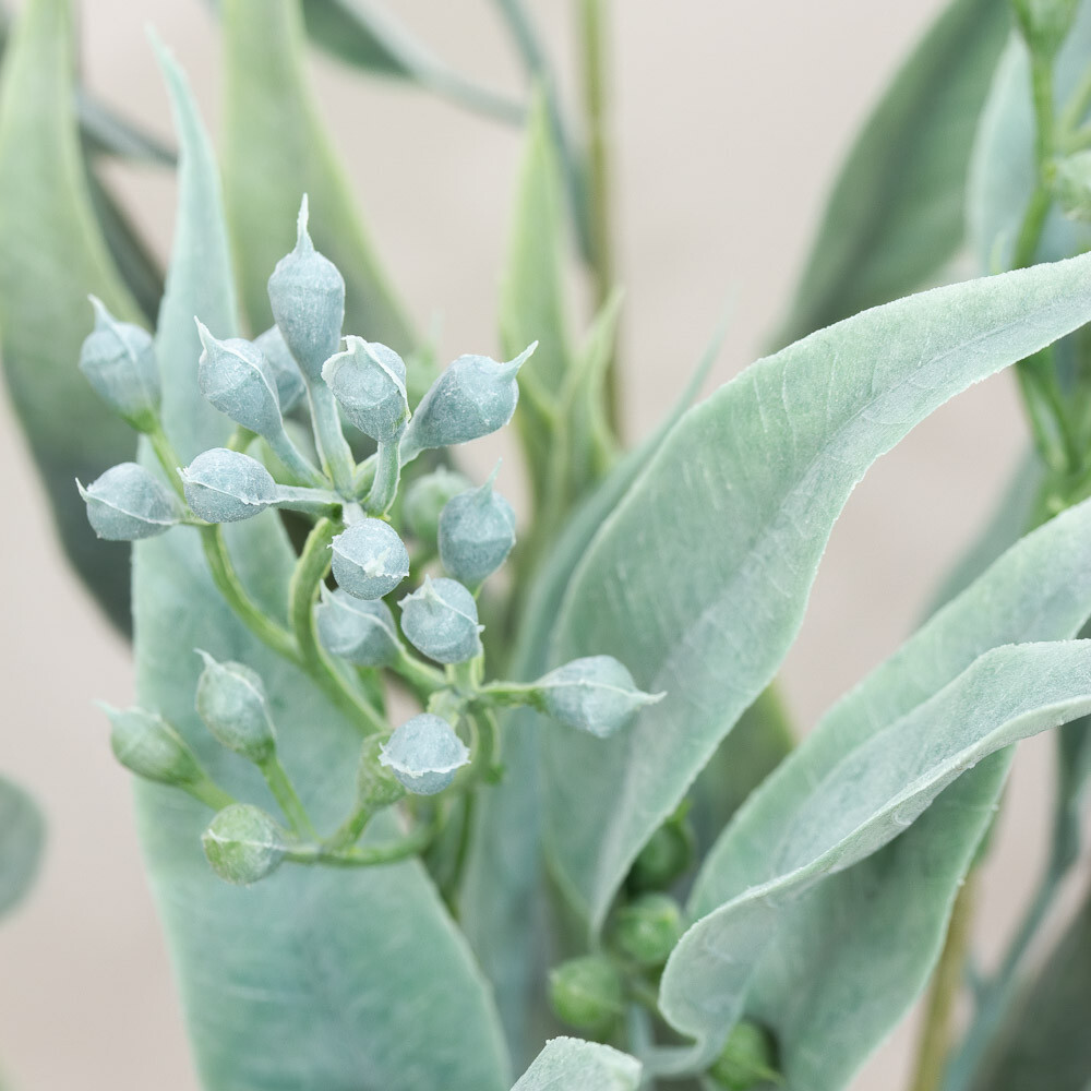 2 Artificial Dusty Blue Green Seeded Eucalyptus 14″ Indoor / Outdoor Bushes