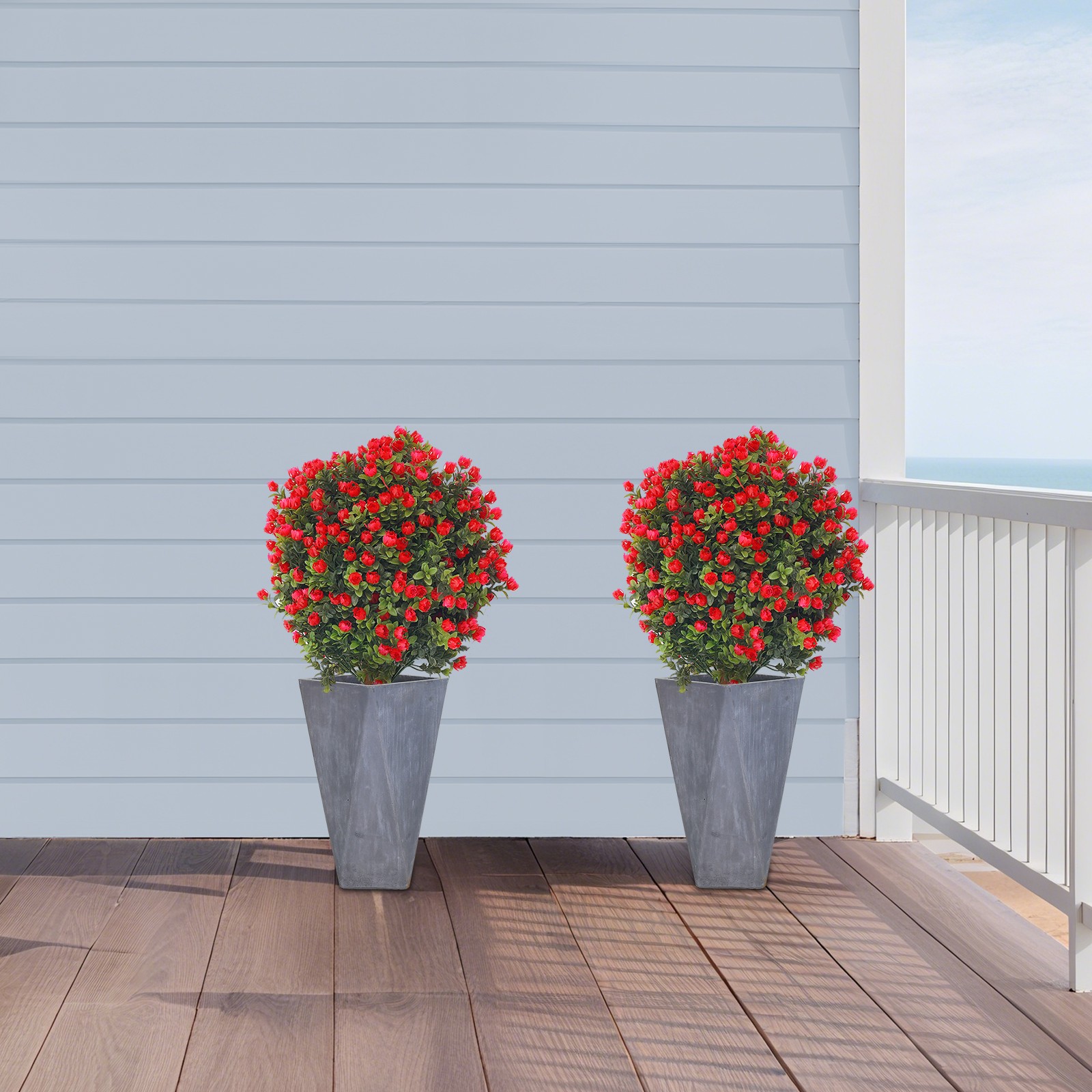 2 Pcs Artificial Boxwood Ball Topiary Tree Fake Outdoor Plants Home Decor Modern