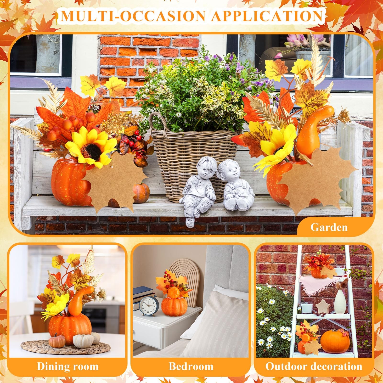 4 PCS Thanksgiving Fall Centerpieces Artificial Pumpkin Flowers Sunflower