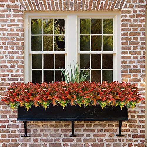 6 Pcs Artificial Morning Glory Shrubs Bushes Outdoor Plants for Porch Box