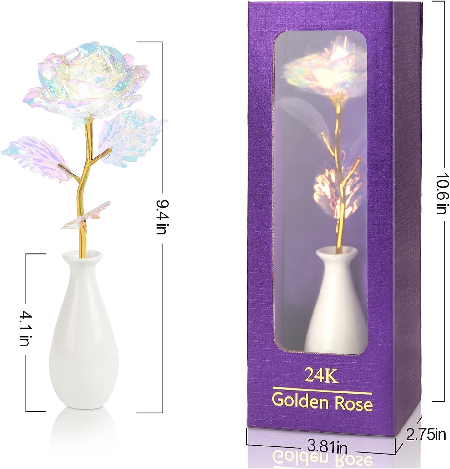 Valentines Day Rose Gifts for Her Birthday Gift for Women Galaxy Glass Rose