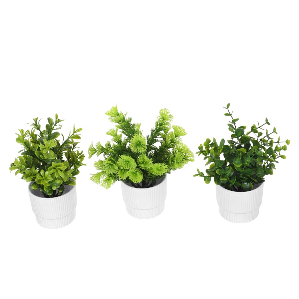 3 Pcs Artificial Plants with Pot Office Desk in Eucalyptus Fake Potted