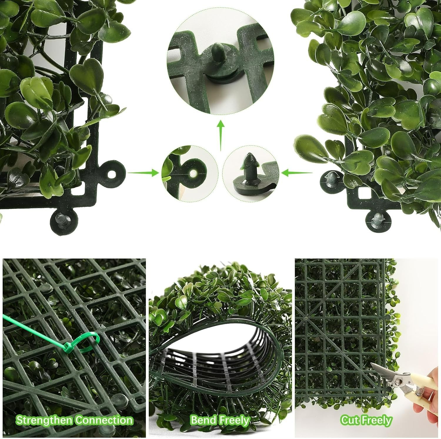 Elegant 12PCS 10”×10” Artificial Boxwood Panels for Indoor/Outdoor Decor