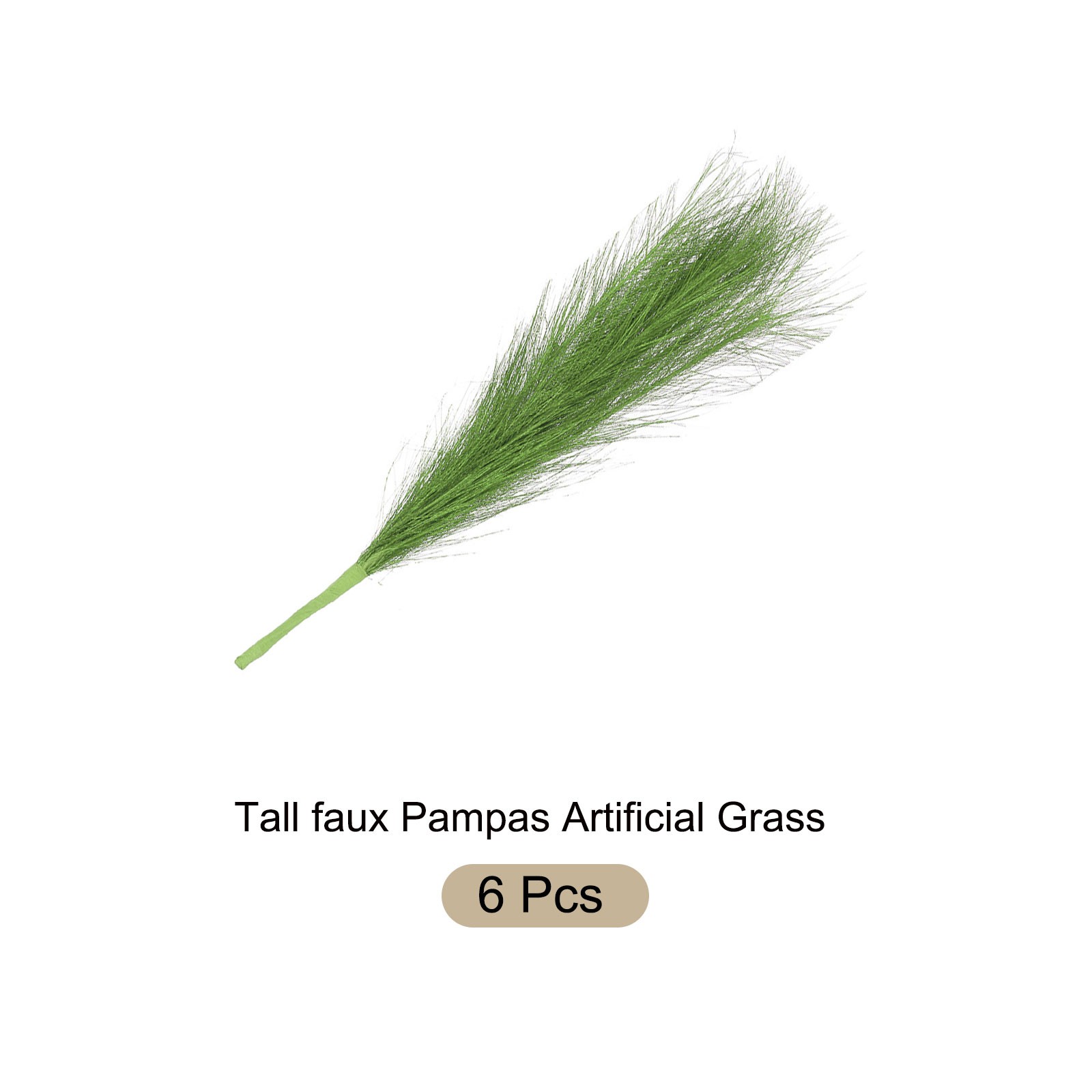 Faux Pampas Grass Fake Pampas Grass Decor, 17.7″/45cm / Green / 6 Pcs