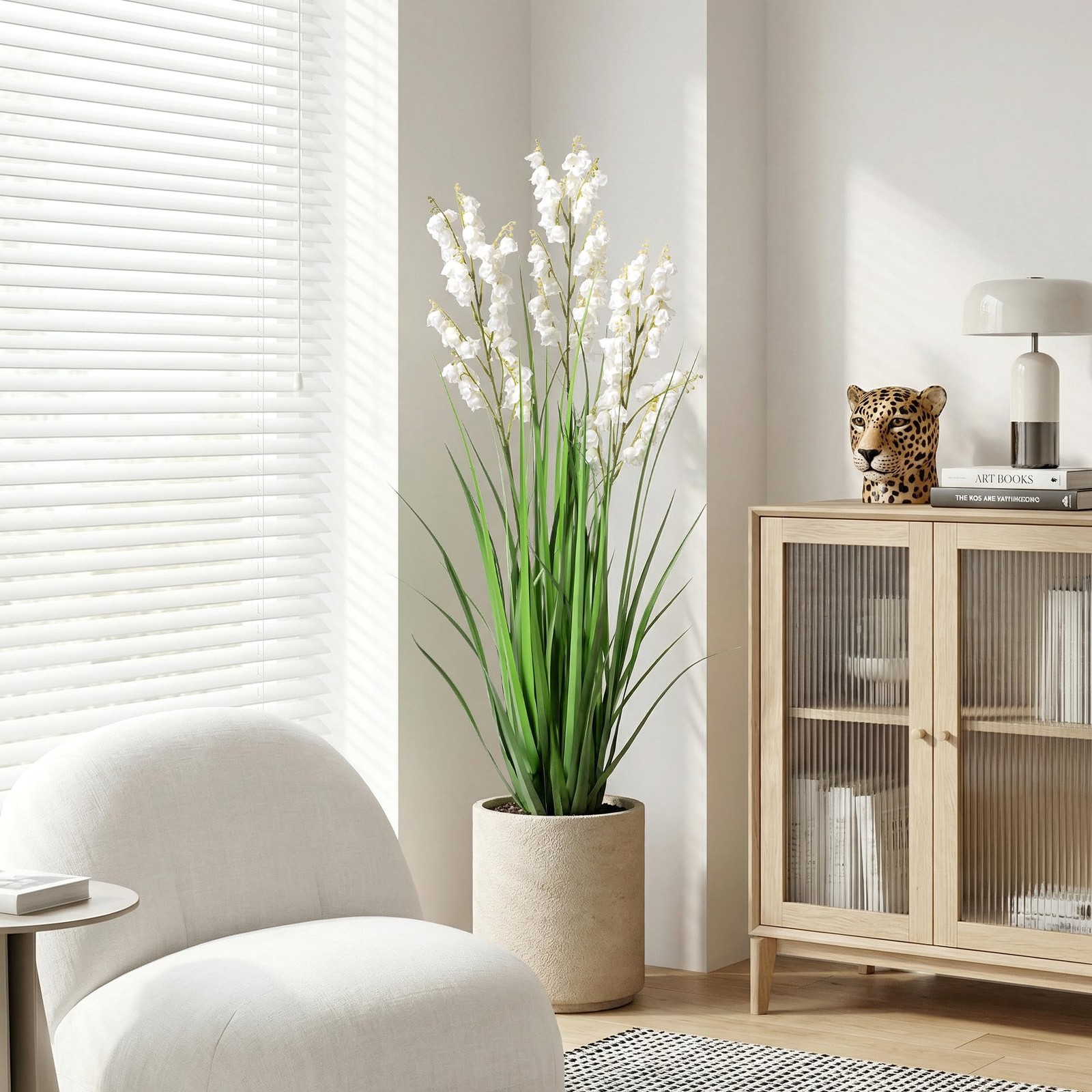 Artificial Tall Grass Plants with Pots 36″ 1 Pack Lily of The Valley Artifici…