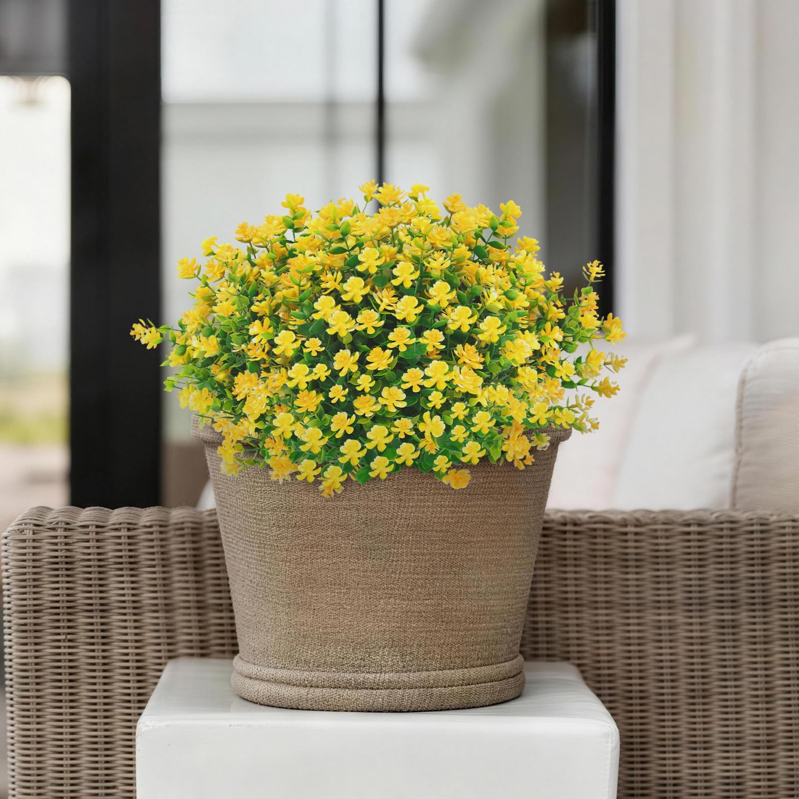 12 Bundles Yellow Artificial Flowers Fake Yellow Flowers UV Outdoor Florals