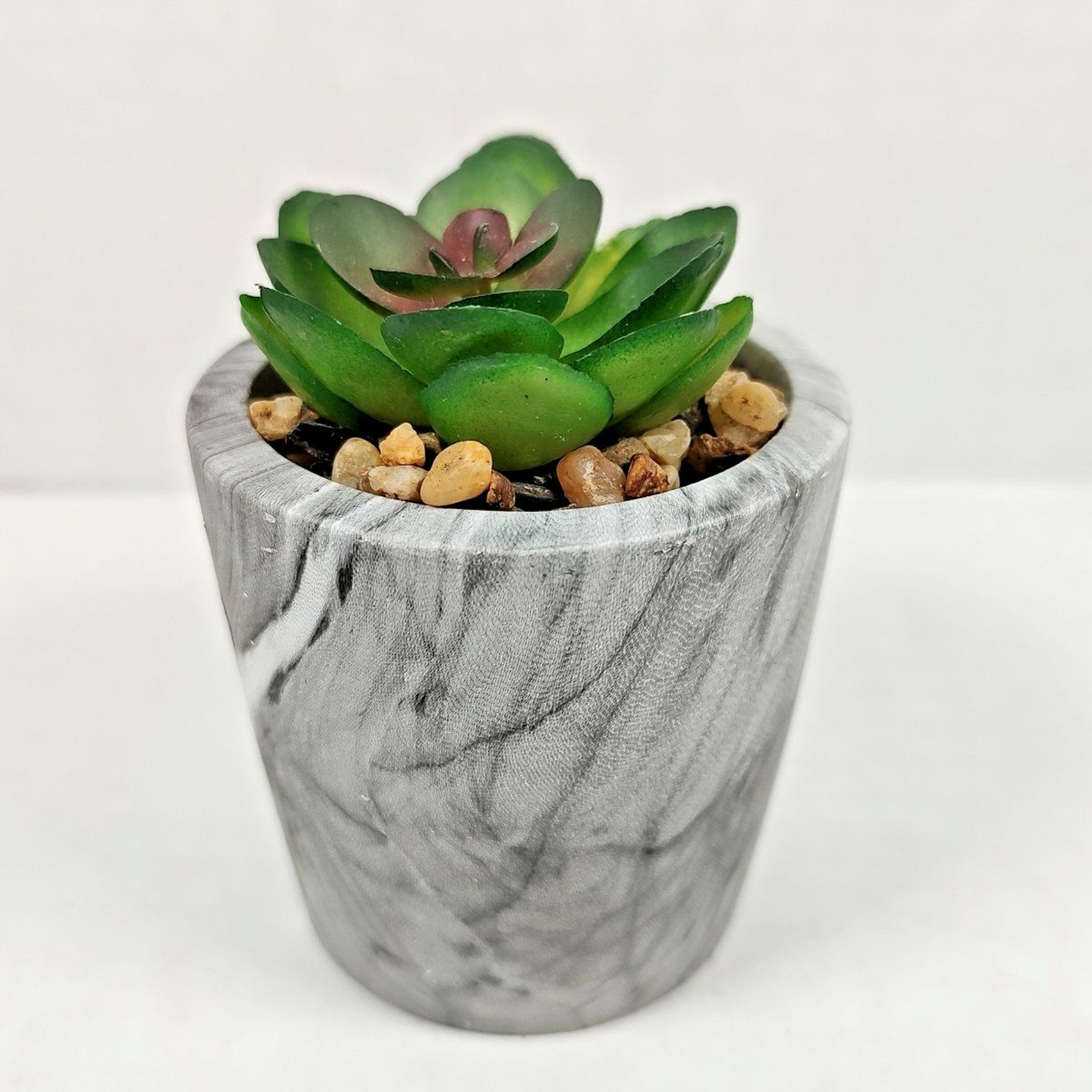 Mini Potted Plant Artificial Succulent Faux Marble 3.5″ x 3″ Mountain Crest