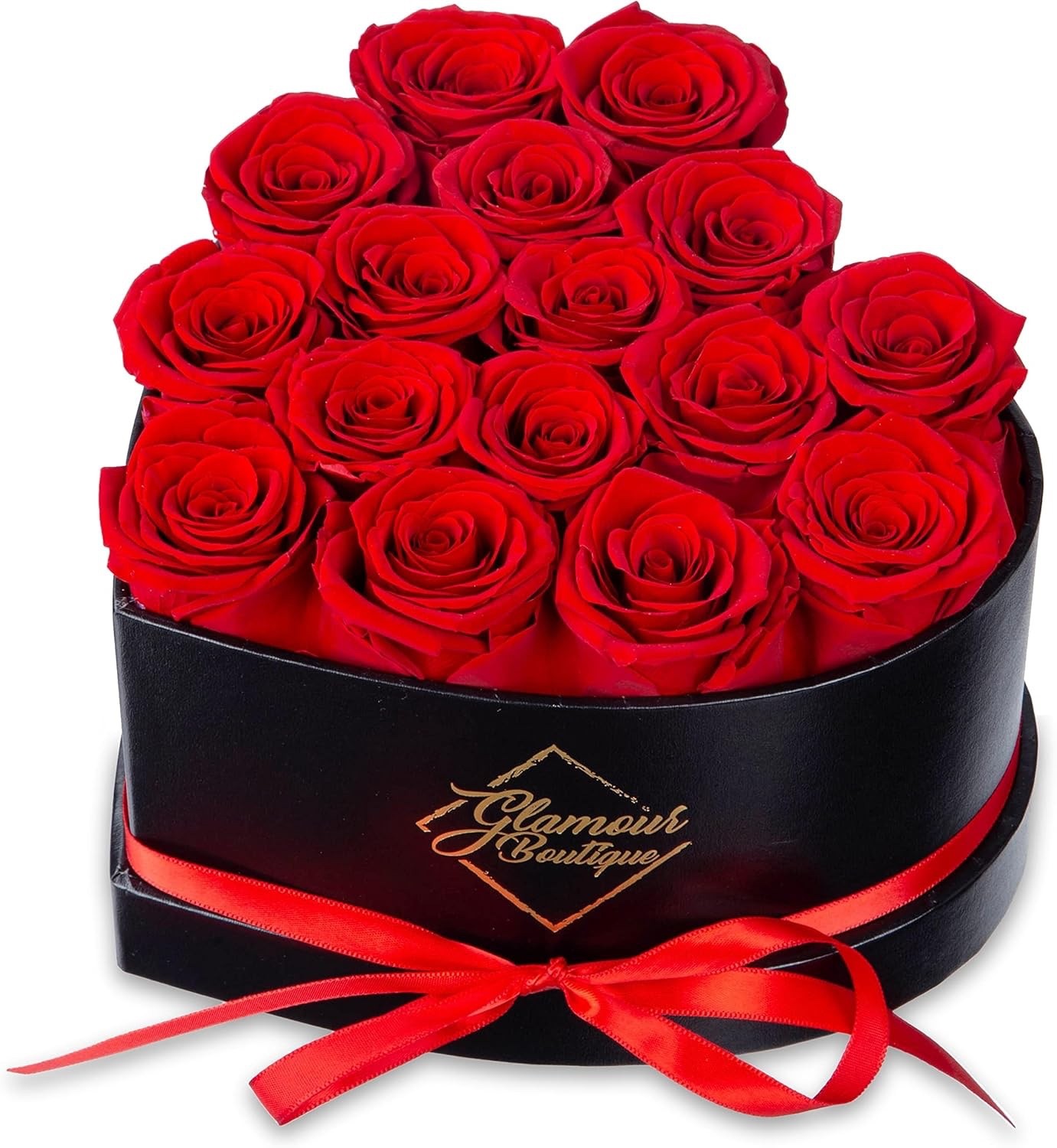 GLAMOUR BOUTIQUE 16 Flower Forever Heart Shape Box, Eternal Preserved Roses Gift