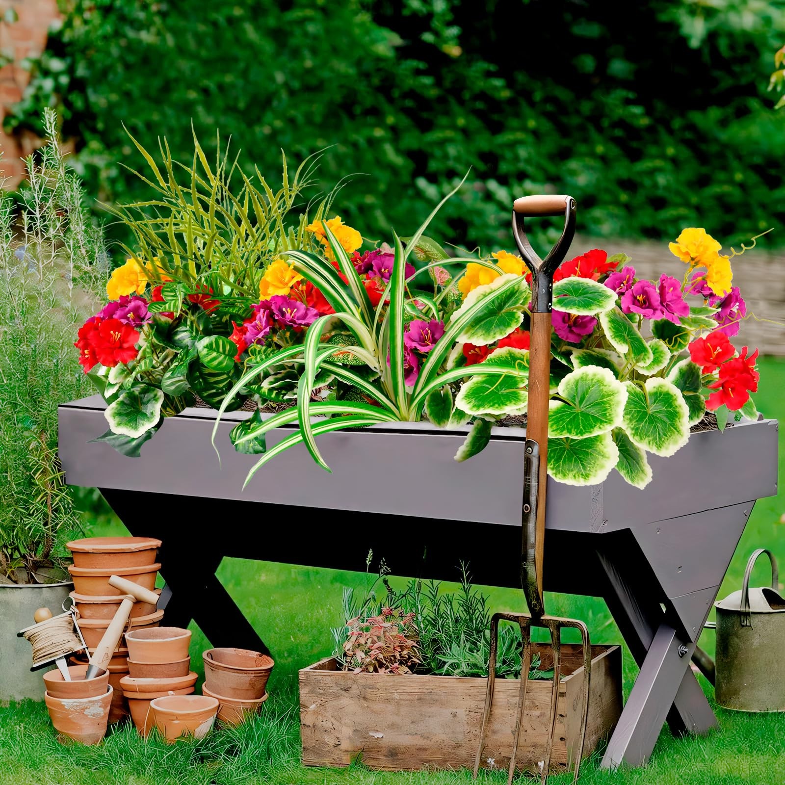 14 Bundles UV Resistant Artificial Greenery for Outdoor Garden Decor