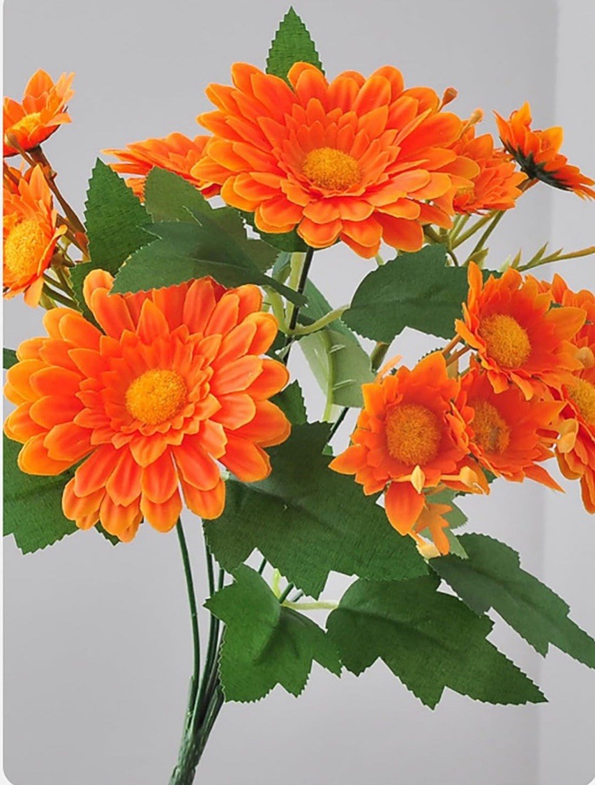 2 Pack Artificial Fall Flowers Orange Sunflower Daisy Floral Stems Home Decor