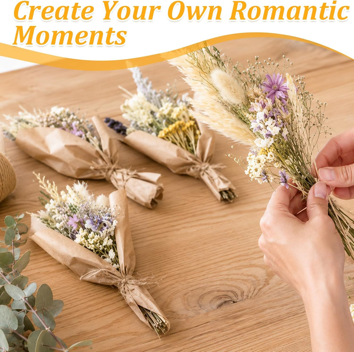 150Pcs DIY Natural Dried Flower Set, Preserved Mini Flowers Bouquets | Mixed Dri