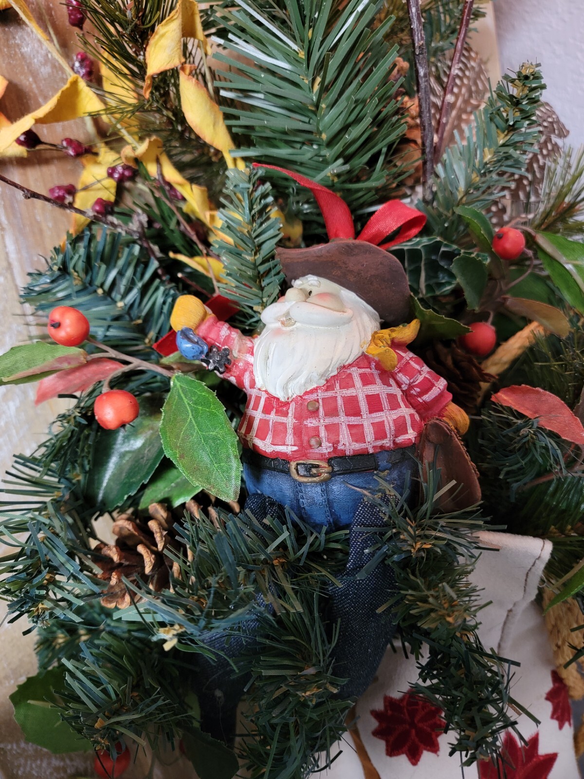 Western Cowboy Boot Christmas Tree Pine Tree Santa Holiday Arrangement Farmhouse