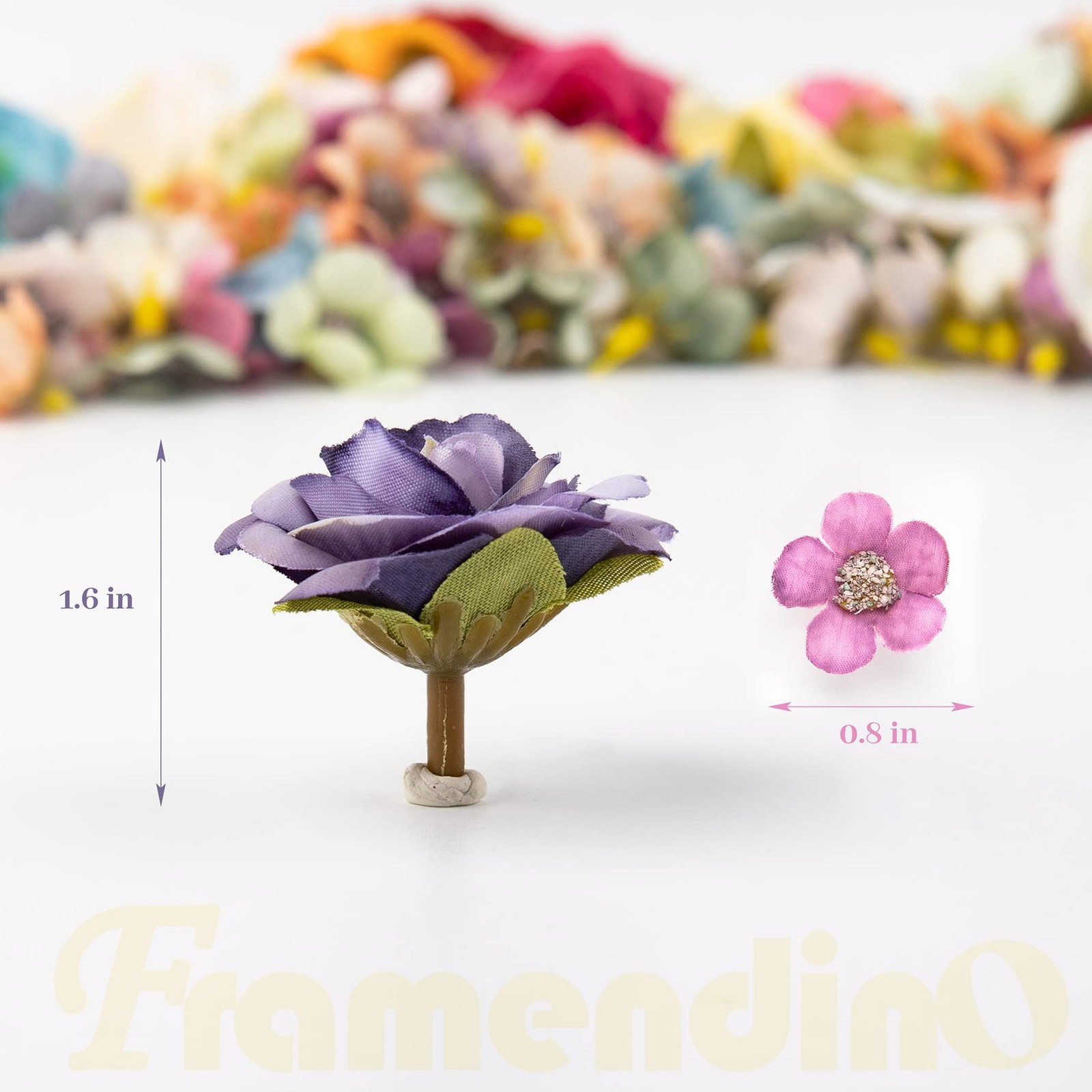 174 PCS Mini Fake Rose Daisy Silk Flower Heads Tiny Artificial DIY Wreath