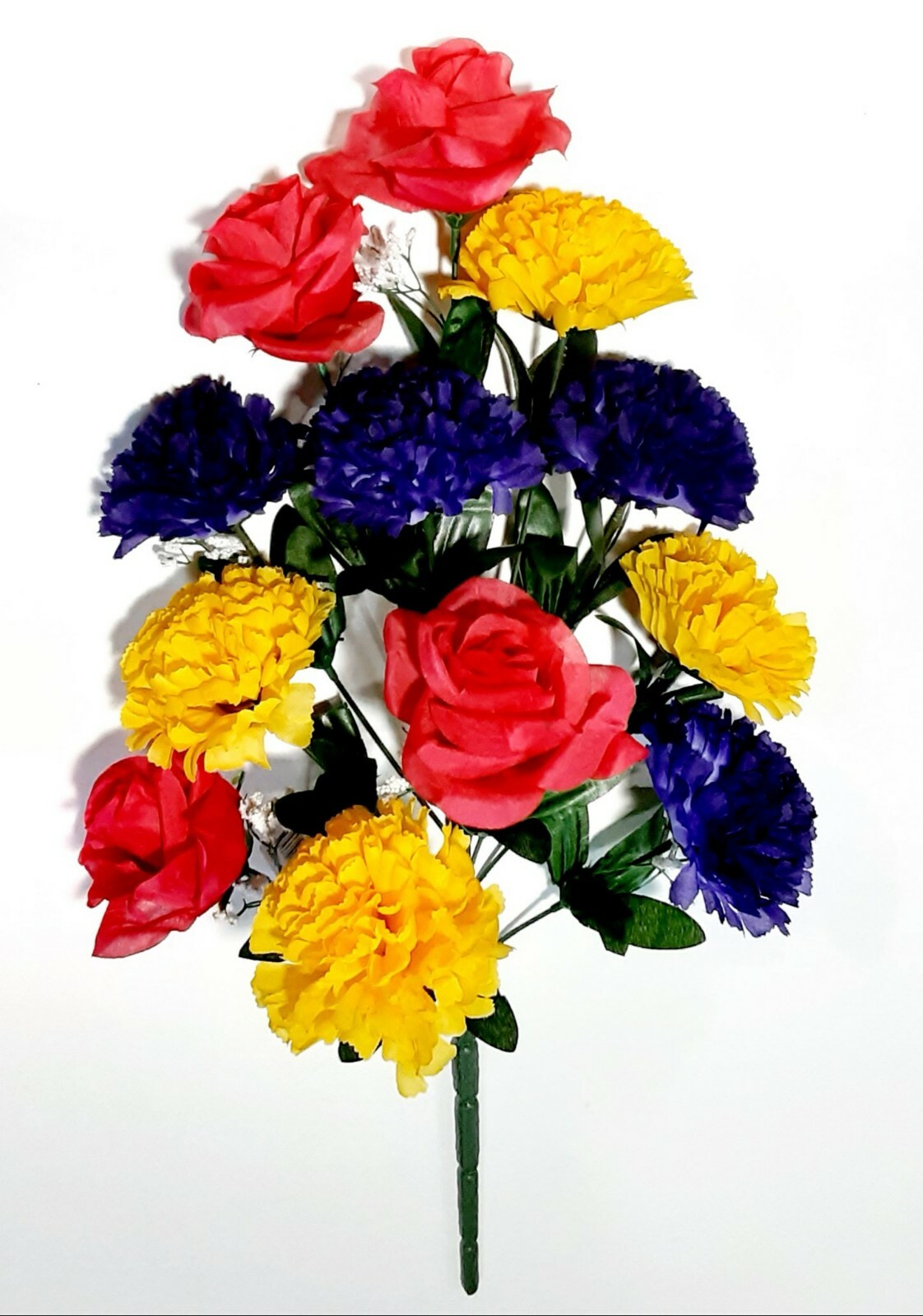 Yellow Purple Carnation Beauty Rose 19″ Silk Flower Bush Home Yard Craft US #189