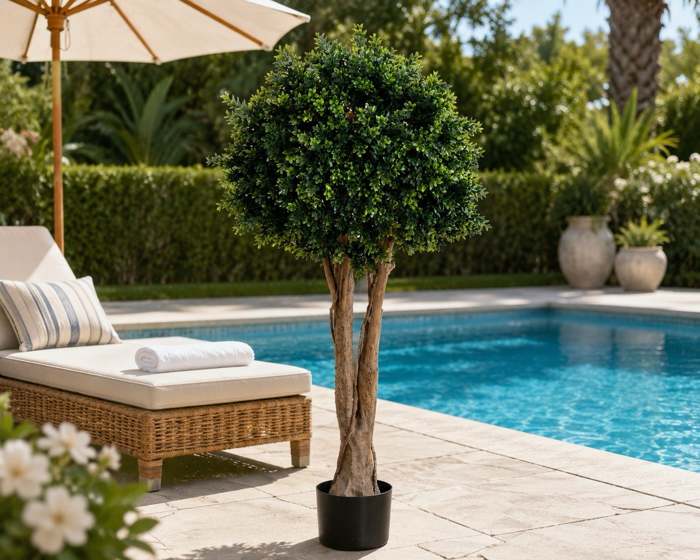 46” Boxwood Artificial Topiary Tree UV Resistant (Indoor/Outdoor)