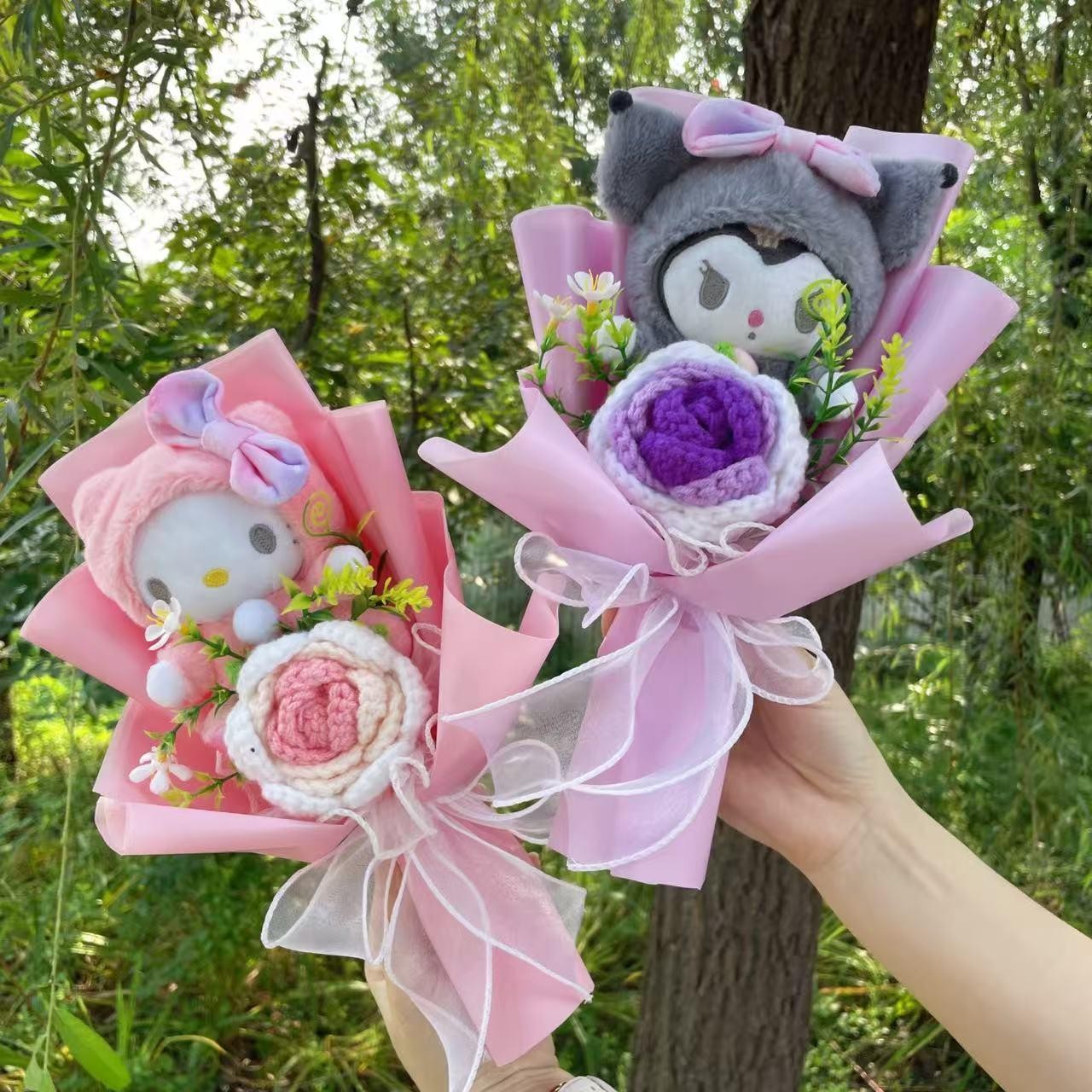 Cat Dolls with Artificial Flowers Creative Bouquet Christmas Valentine Birthday