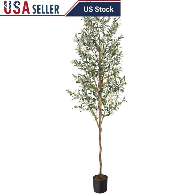 Artificial Olive Tree Faux Plant Indoor Outdoor Decor W/ Free Moss 84in New