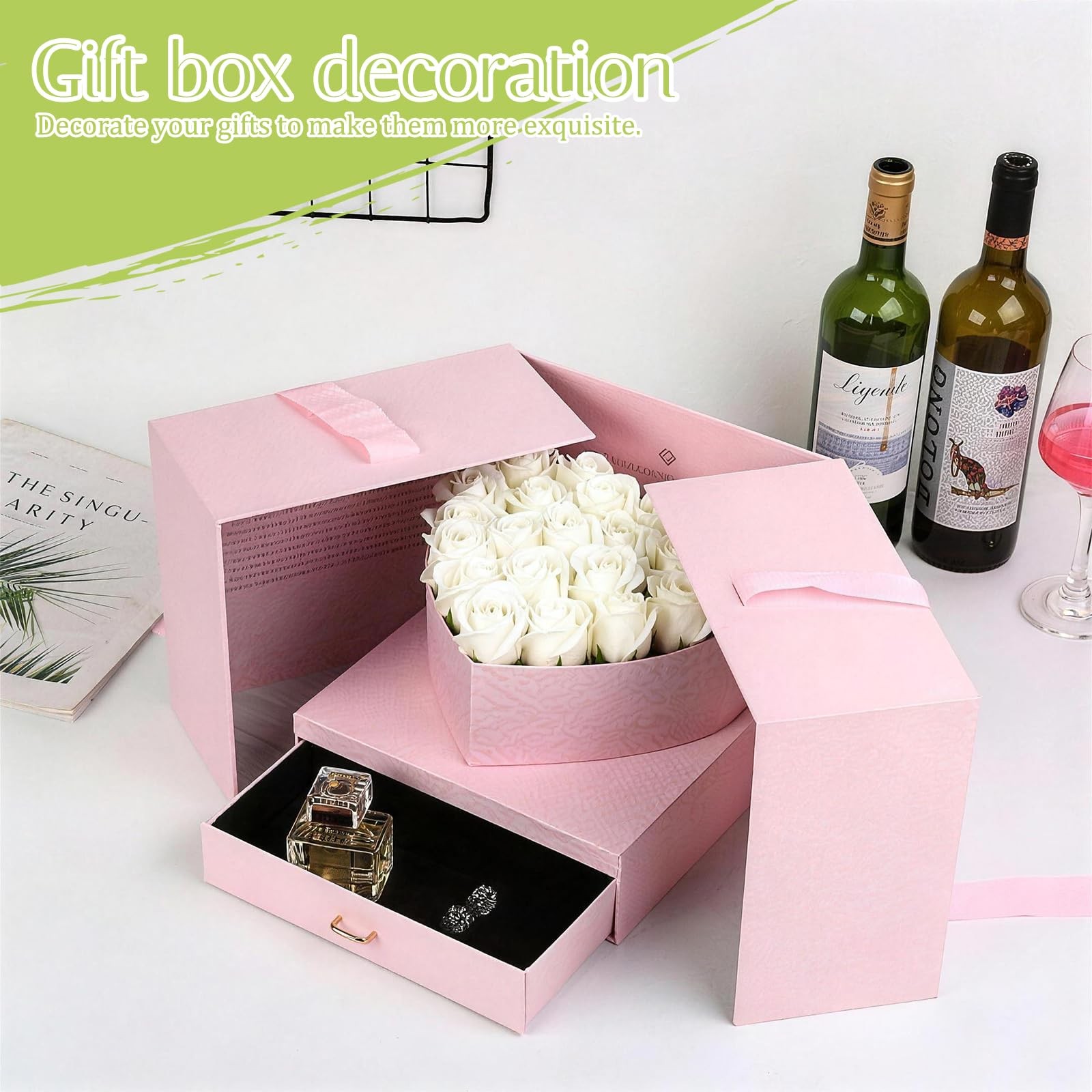 12 PCS Realistic White Roses Artificial Flowers Fake Velvet Silk Bulk Faux