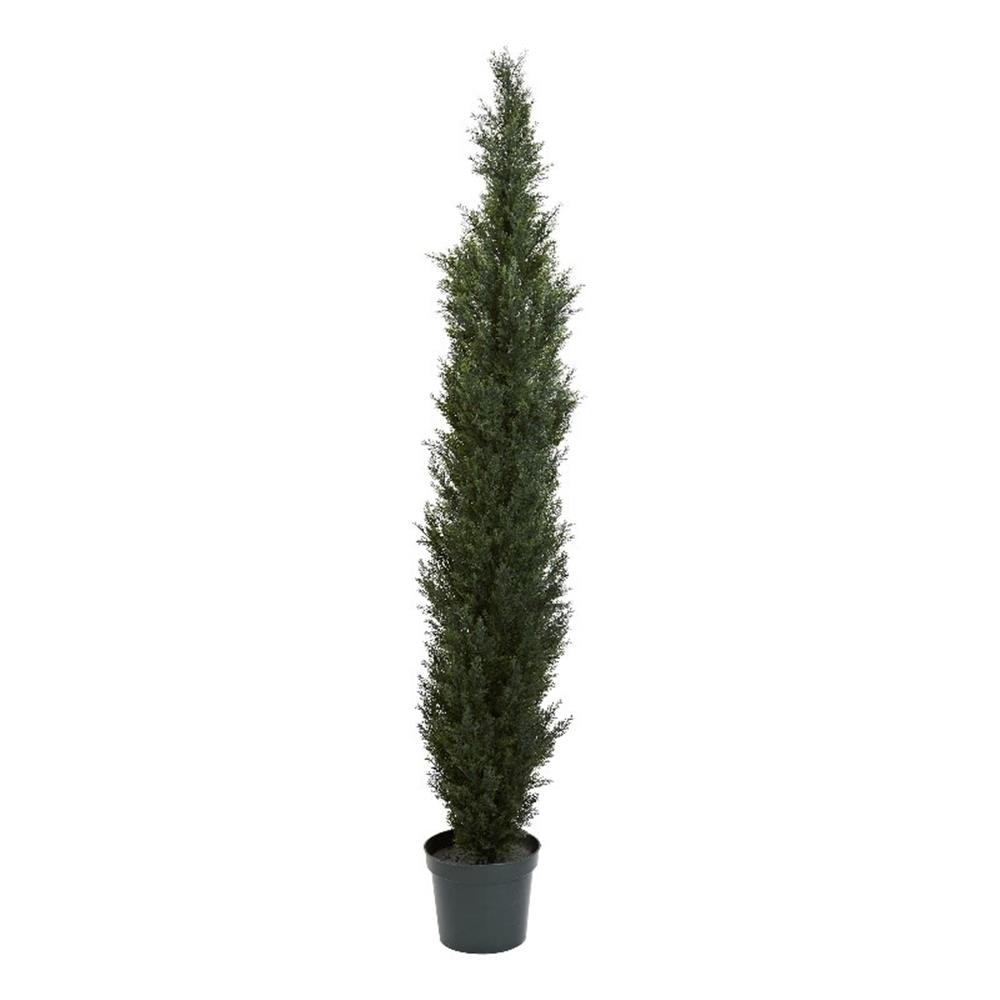 Nearly Natural 7ft Mini Cedar Pine Tree w/ 3614 Tips in 12″ Pot (Two Tone Green)