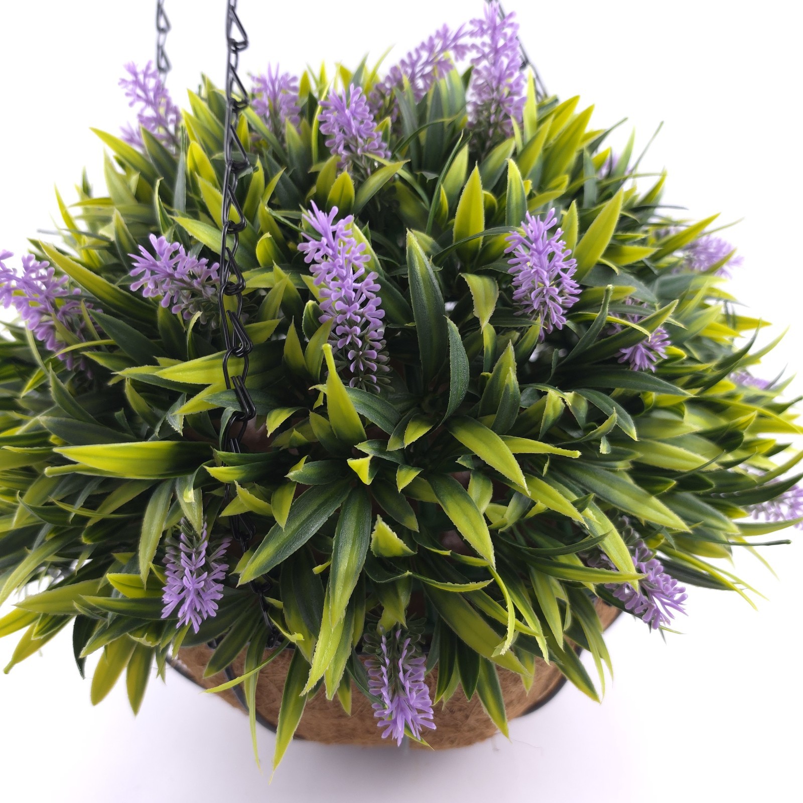 Wicker Park 17″ Faux French Lavender Floral Indoor/Outdoor Spring Hanging Basket