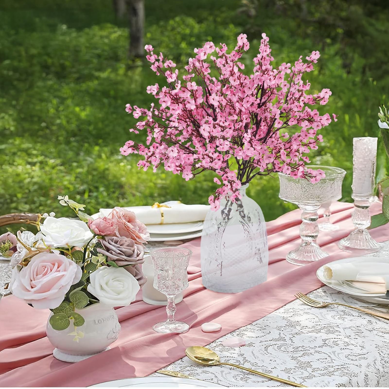 6 PCS Pink Babys Breath Artificial Flowers Real Touch Fake Gypsophila Bouquet