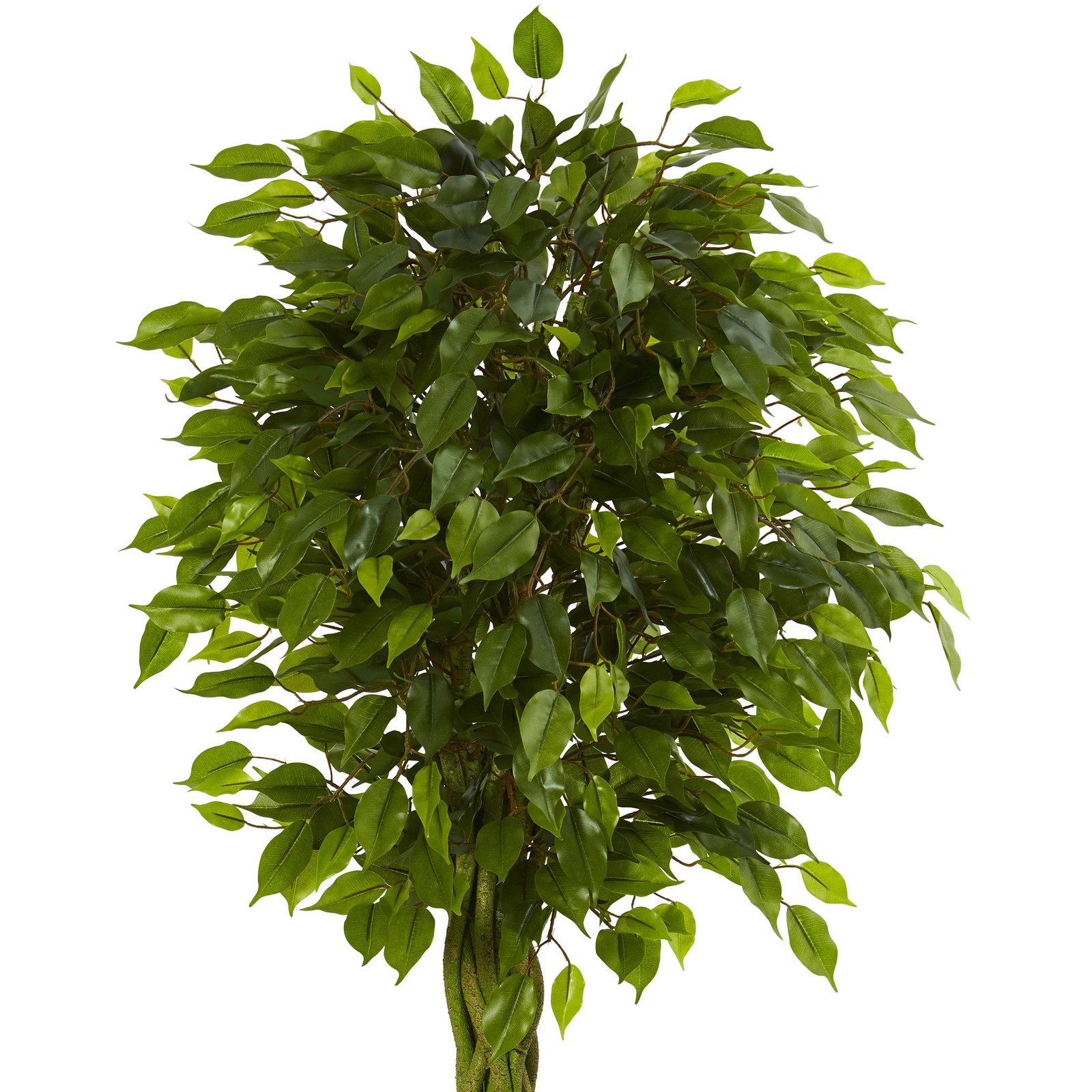 Nearly Natural 6.5ft Braided Ficus Tree in Cylinder Planter UV Resistant