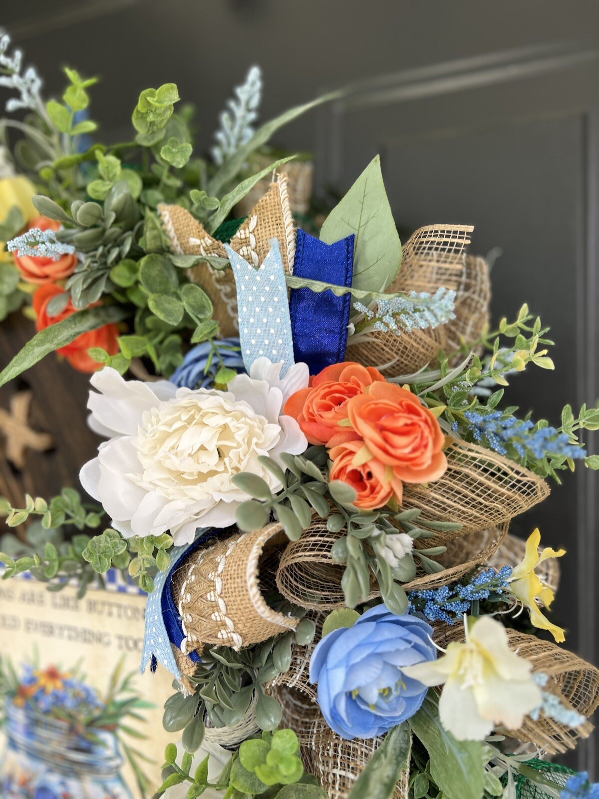 XL Mom Wreath, Year Round Wreath, Wreath For Mom, Mothers Day Gift, Sewing Gift