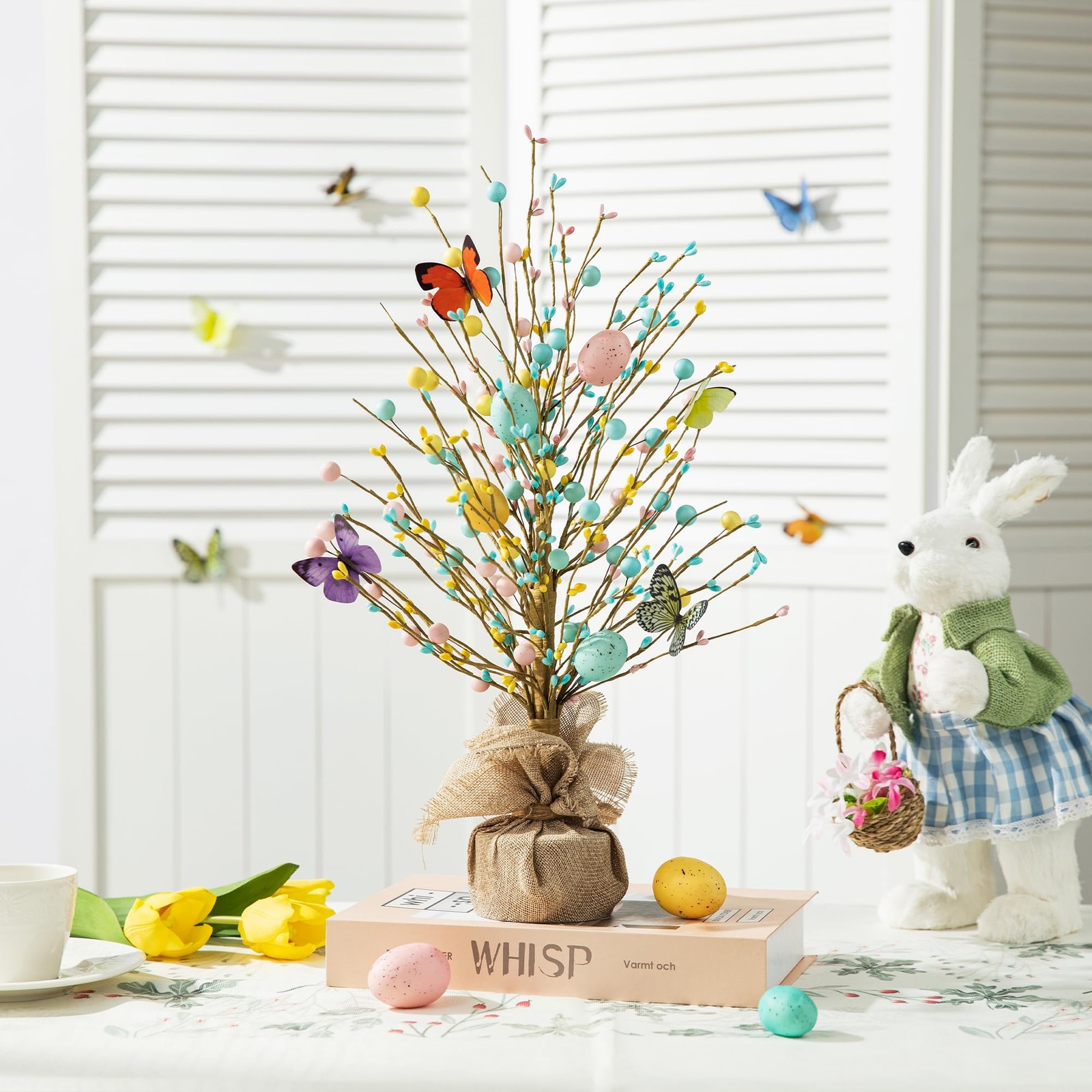 18 Inch Easter Eggs Table Tree Burlap Base Decorative Spring Party Supplies