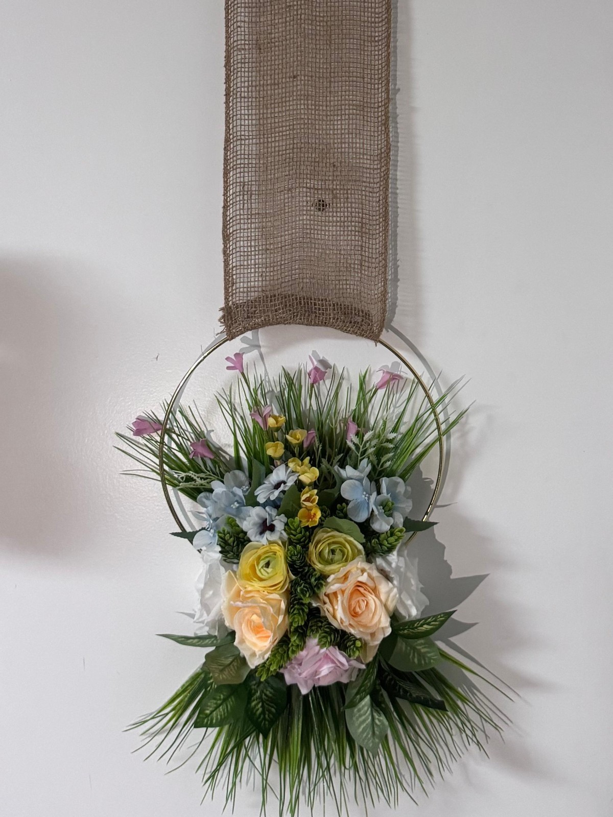 Floral Door Ribbon Swag Wreath – Handmade