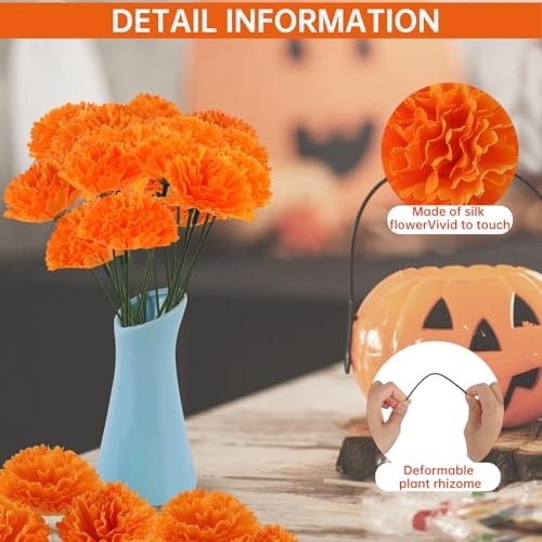 100 Pcs Silk Marigold Flower Heads – Artificial Flowers for Home Decor, DIY Wrea