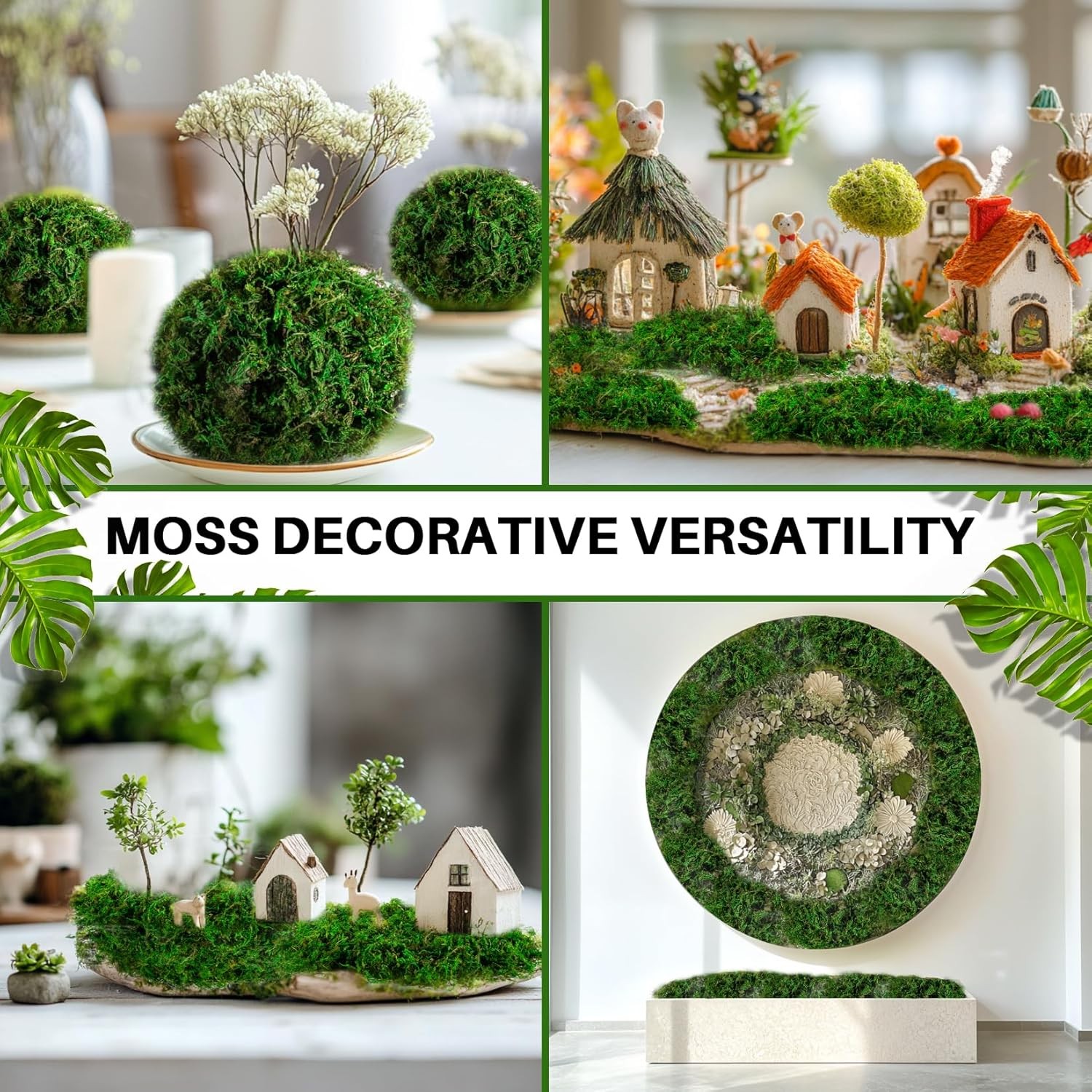 Faux Moss for Potted Plants – Artificial Moss for Crafts Fake Moss Decor Green F