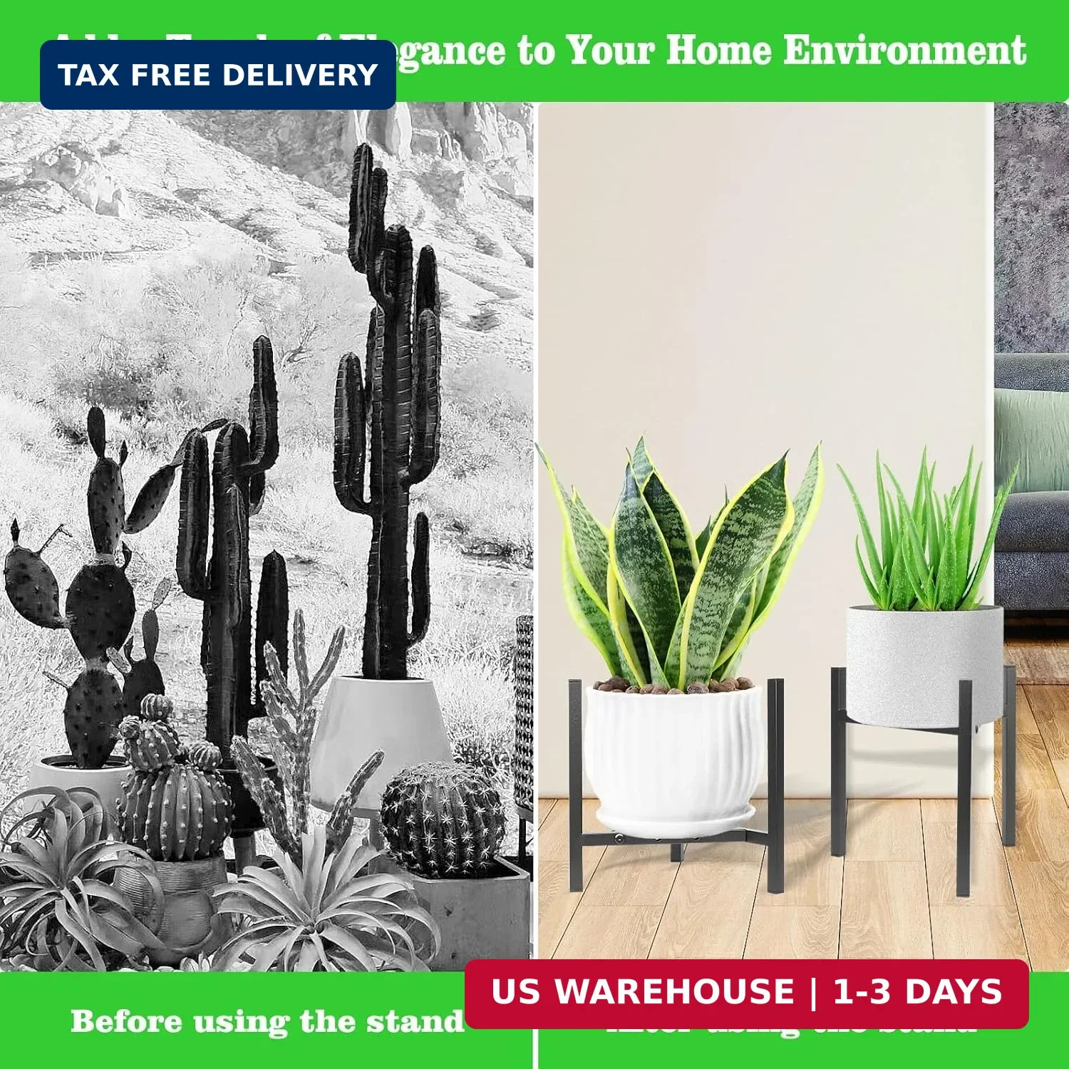 Airpark Plant Stand Indoor Adjustable, Metal Modern Plant Stands, Heavy Duty Sta
